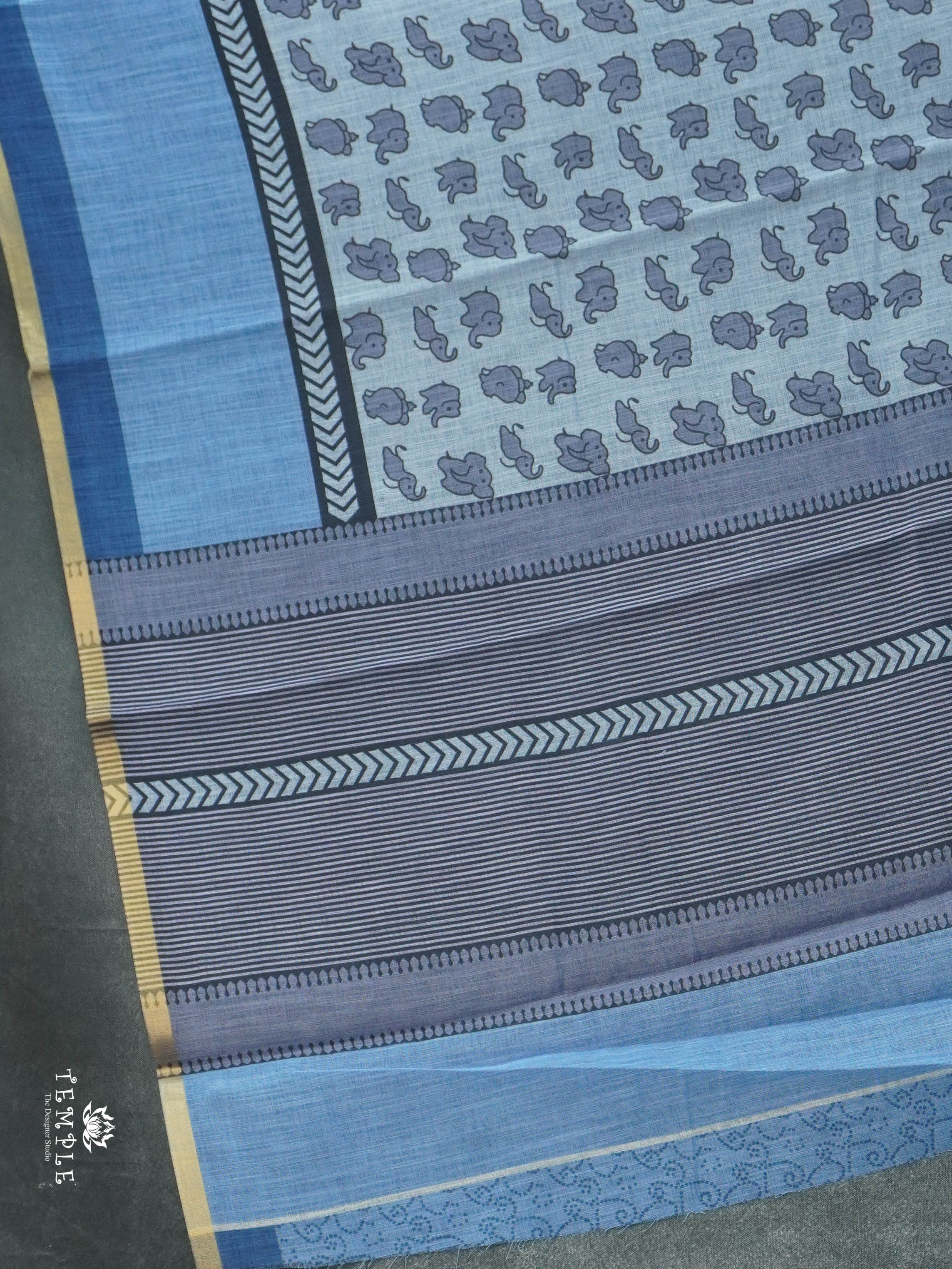 Linen Cotton Saree With Elephant Motifs | TTDS2811