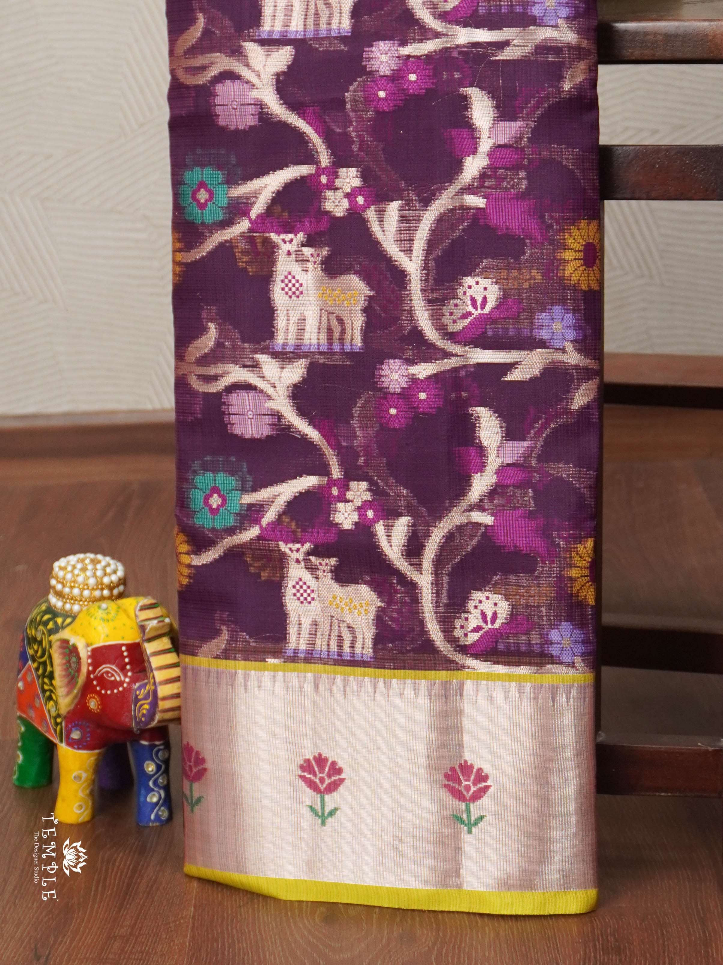 Zari Kota Saree With Animal Motifs  | TTDS1856