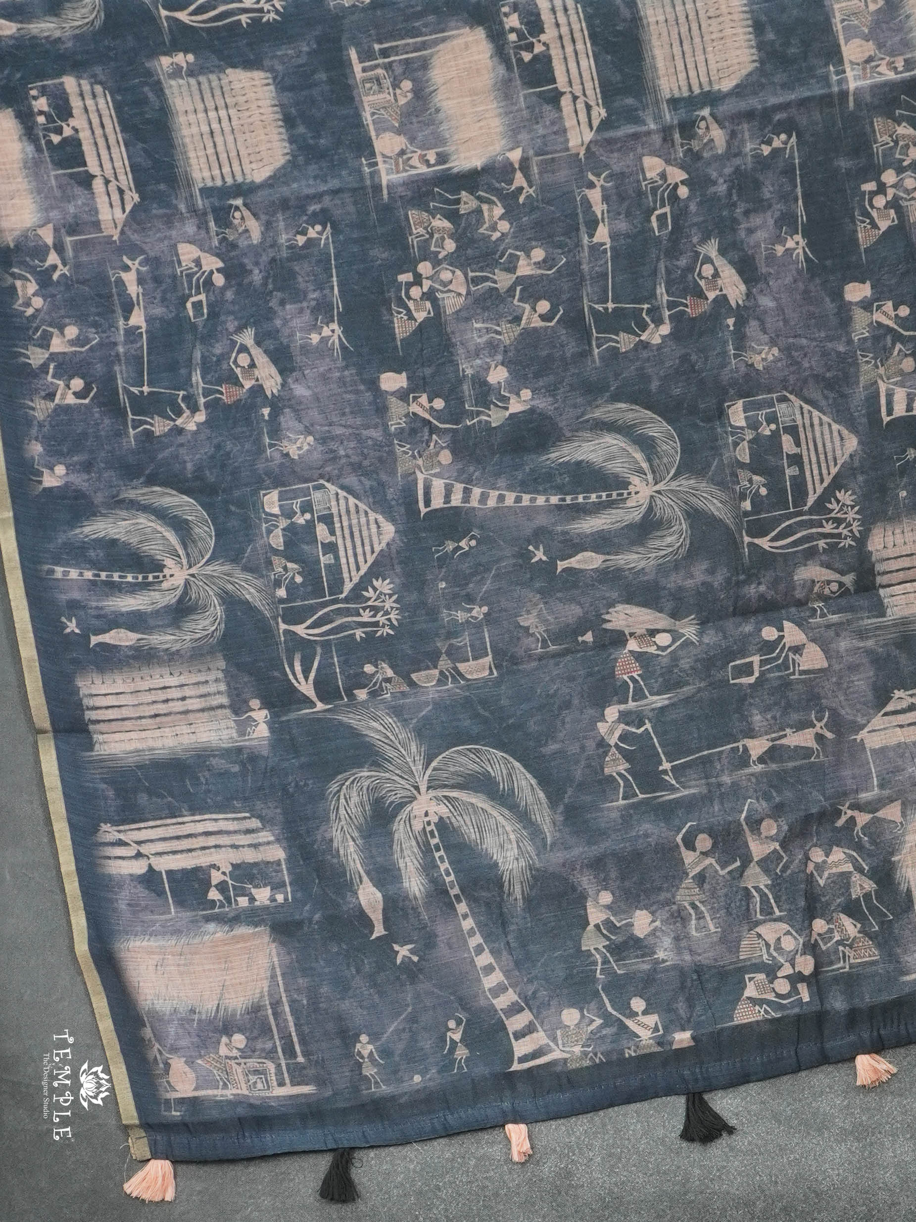 Warli Linen Cotton Saree | TTDS2935