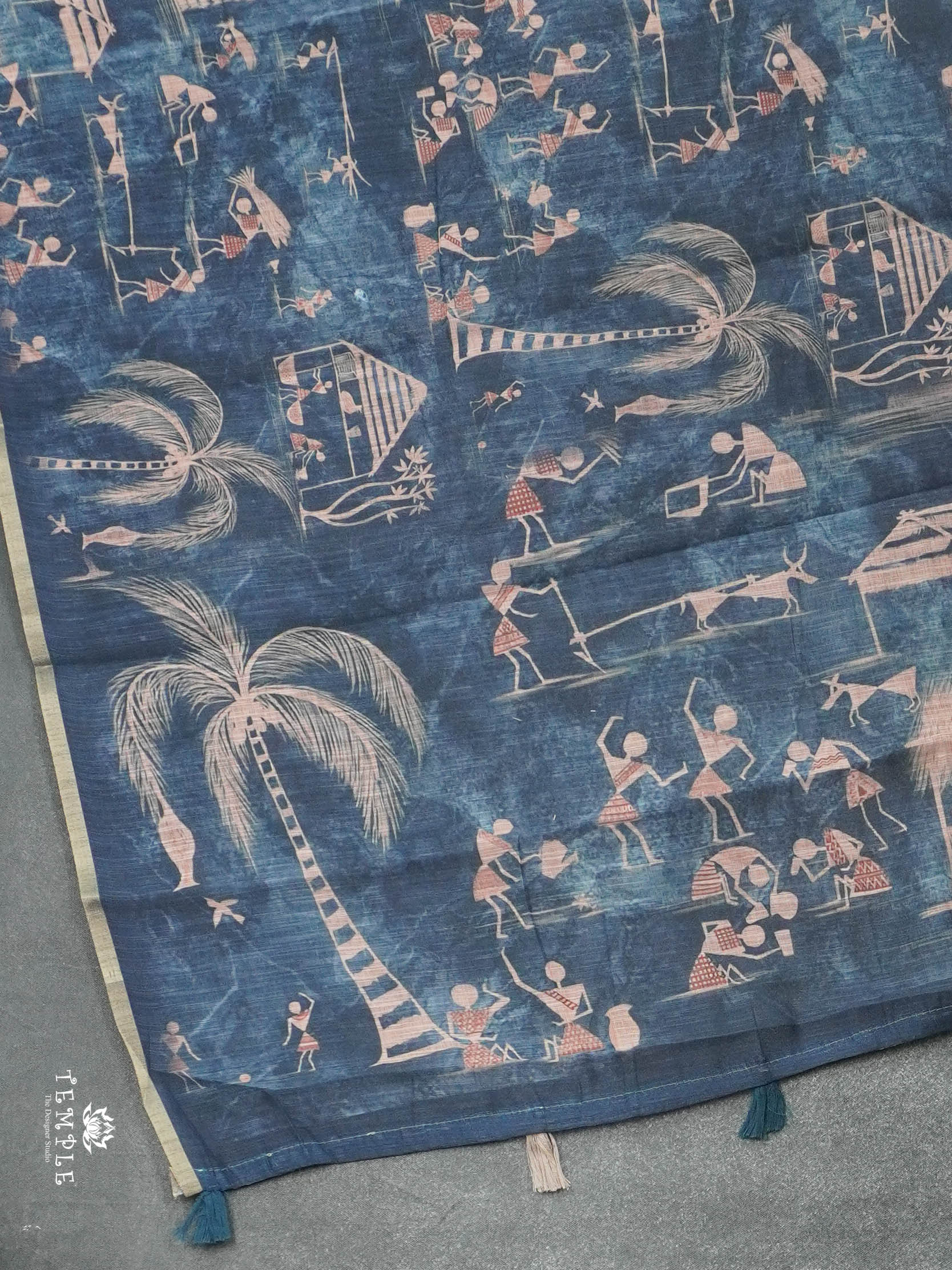 Warli Linen Cotton Saree | TTDS2935