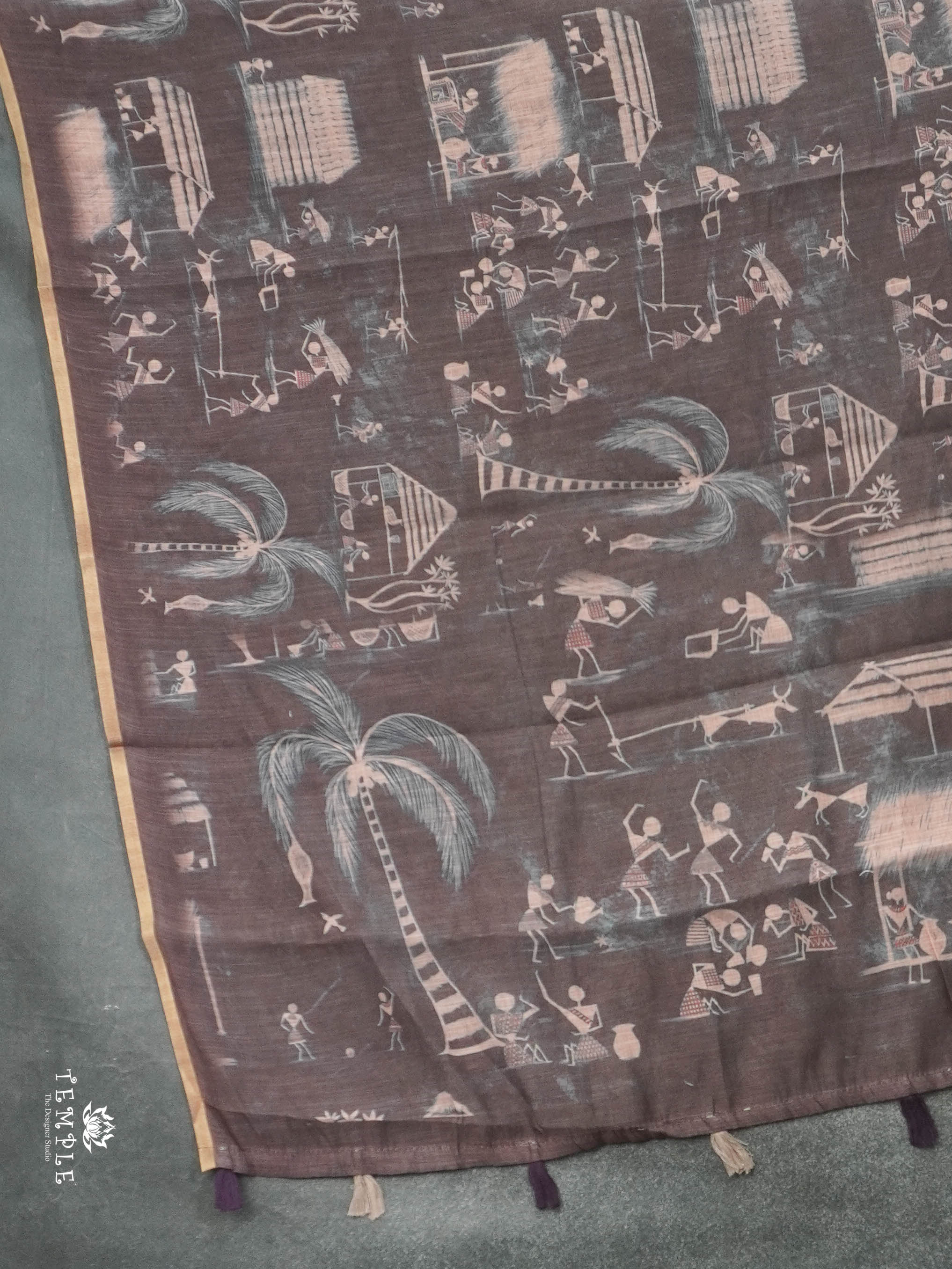 Warli Linen Cotton Saree | TTDS2935