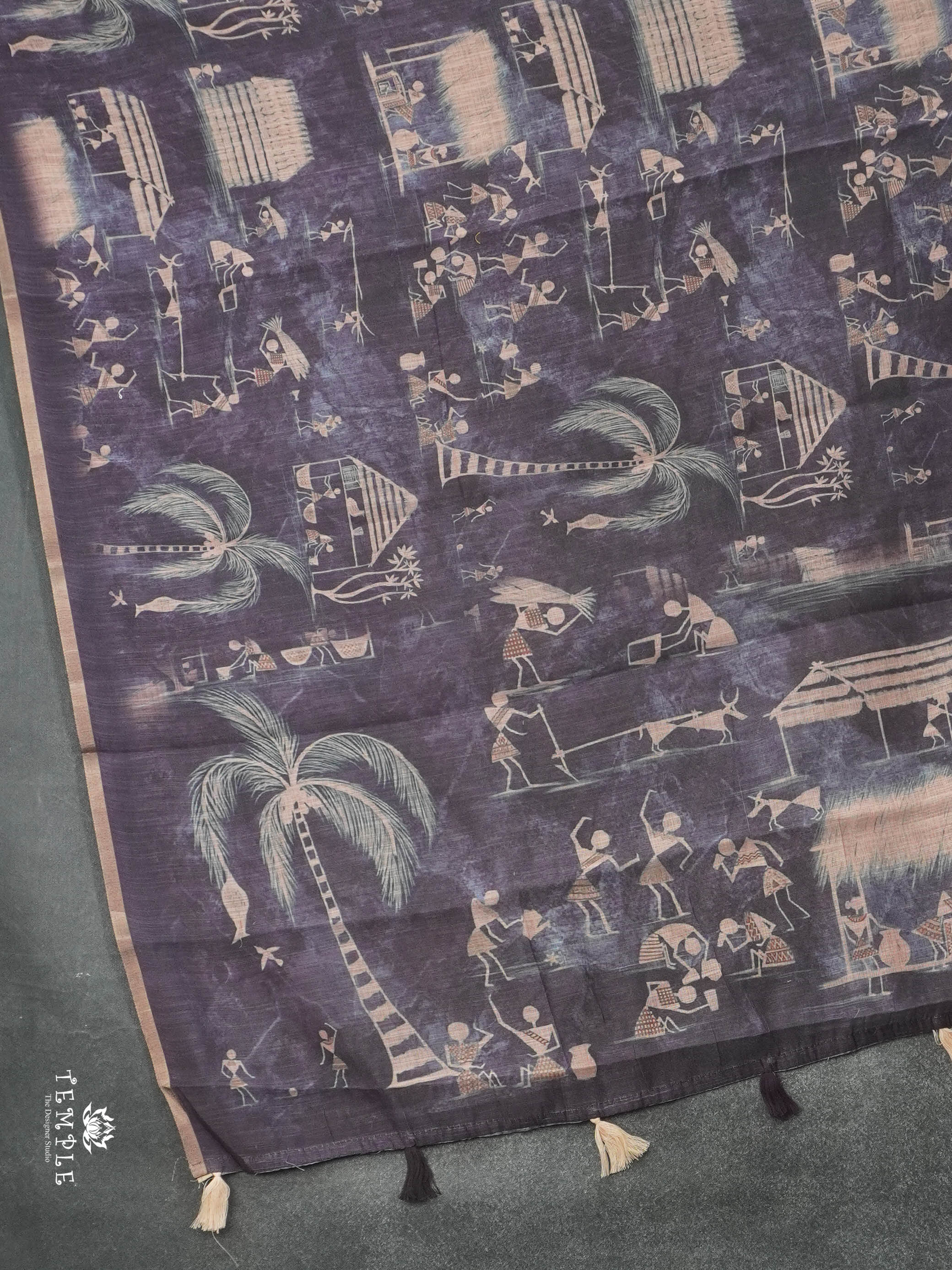 Warli Linen Cotton Saree | TTDS2935