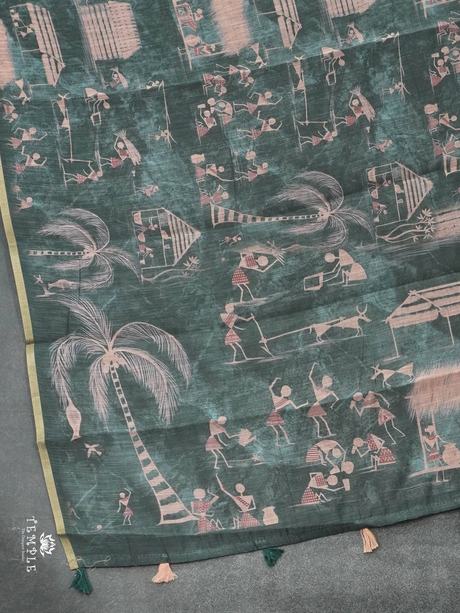 Warli Linen Cotton Saree | TTDS2935