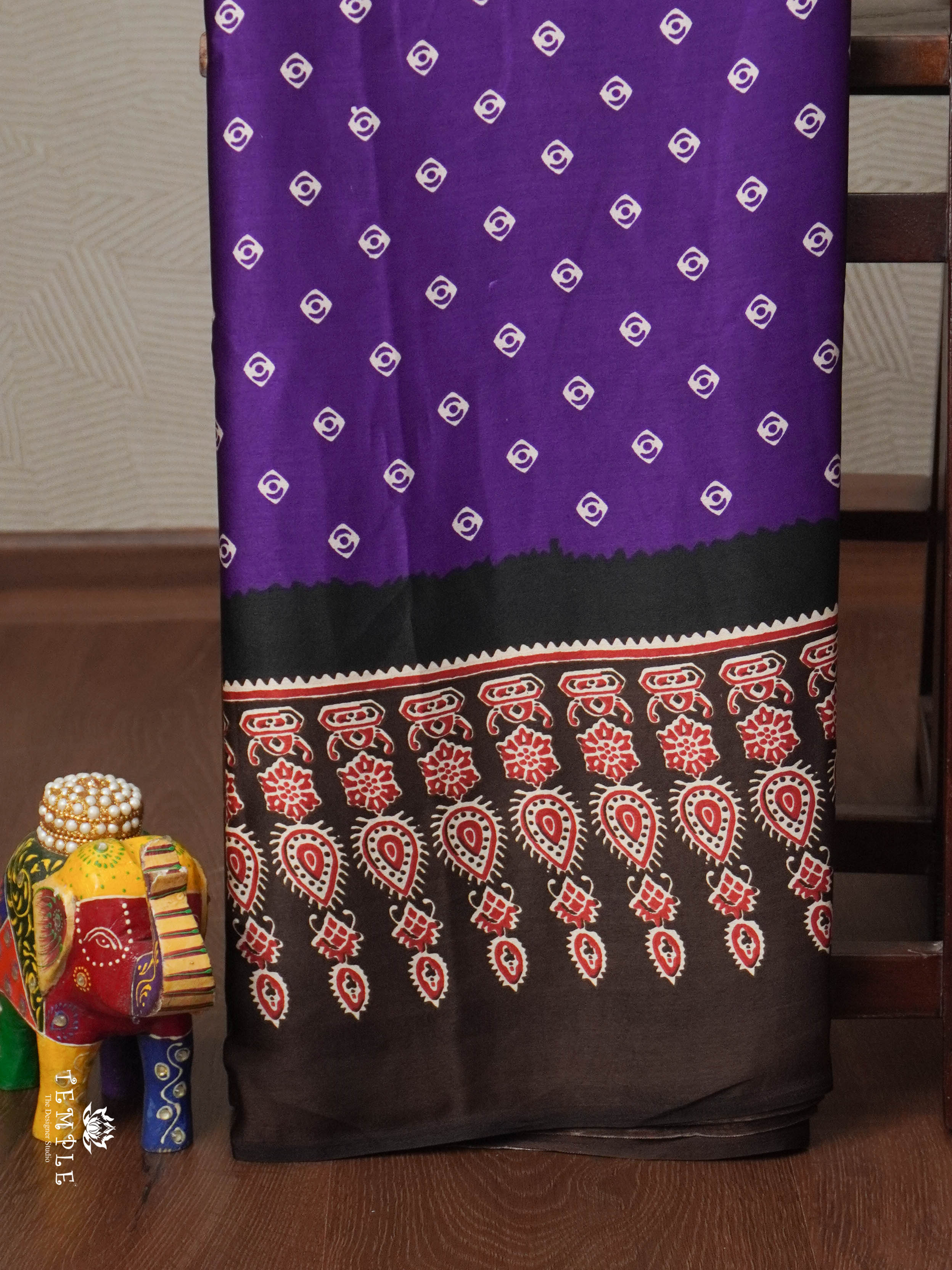 Ajrakh Printed Modal Silk Saree | TTDS1858