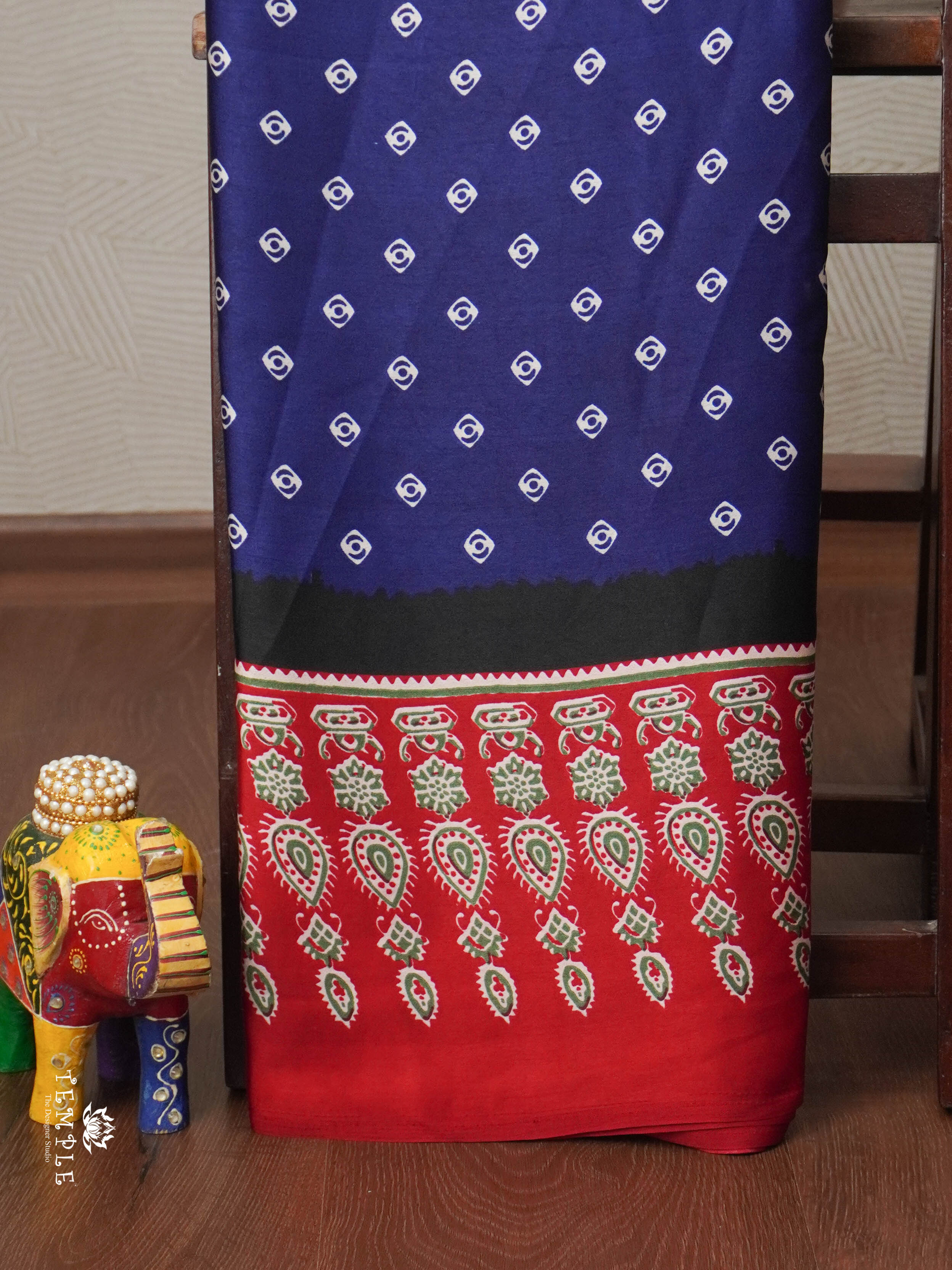 Ajrakh Printed Modal Silk Saree | TTDS1858