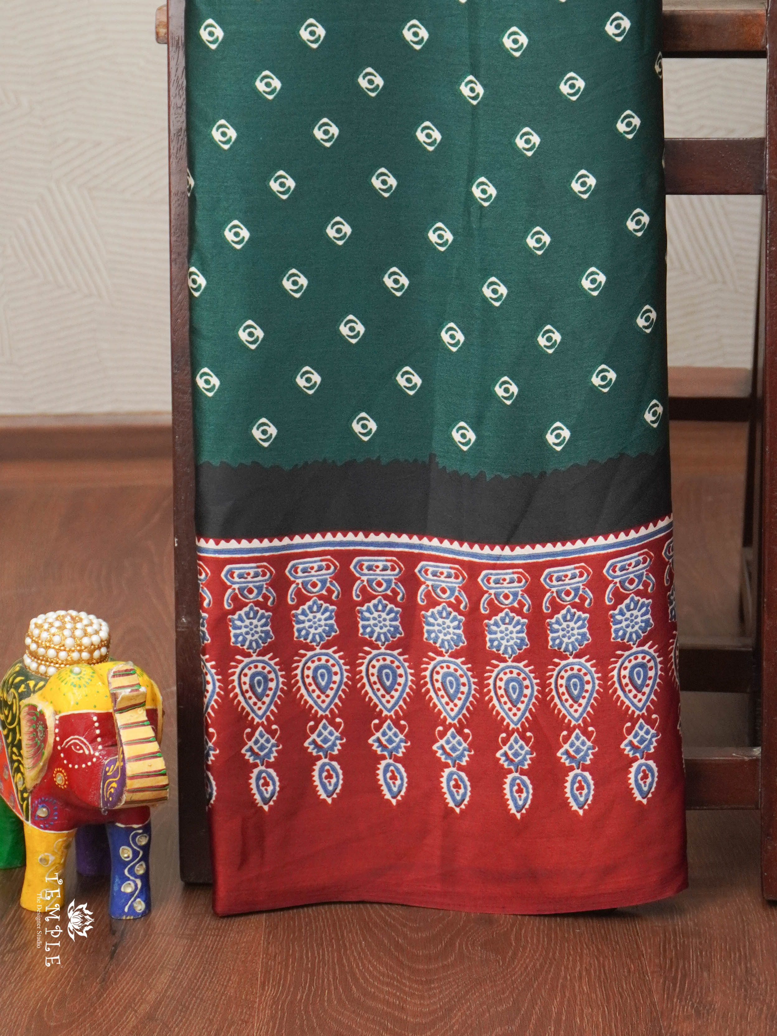 Ajrakh Printed Modal Silk Saree | TTDS1858