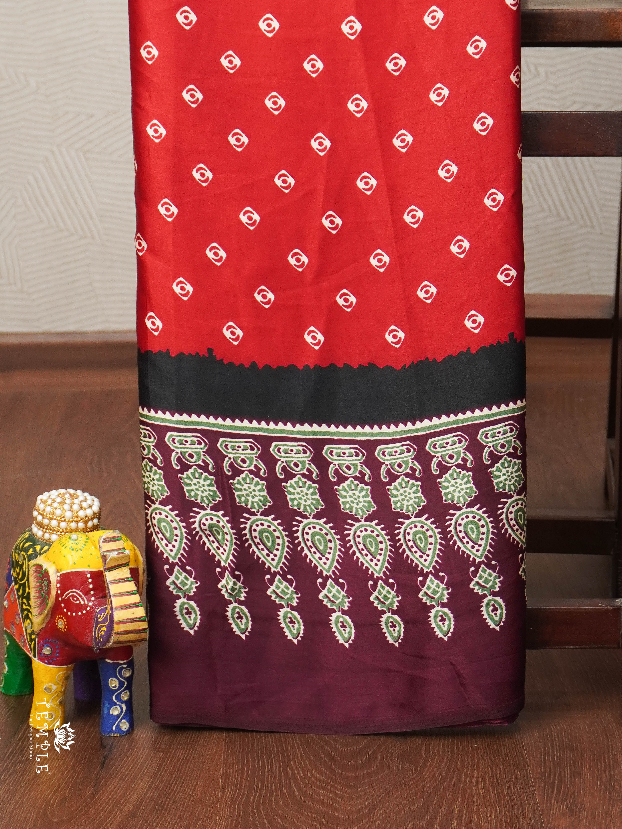 Ajrakh Printed Modal Silk Saree | TTDS1858