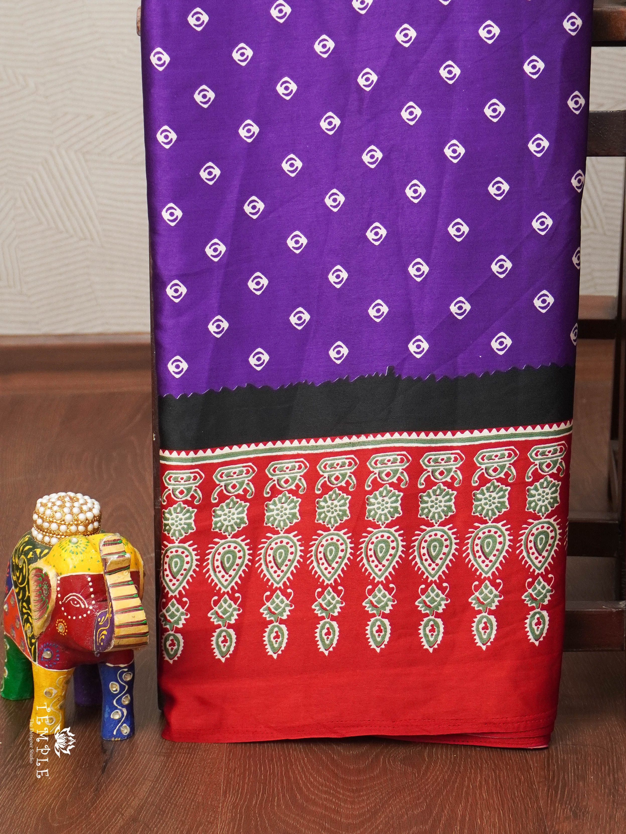 Ajrakh Printed Modal Silk Saree | TTDS1858