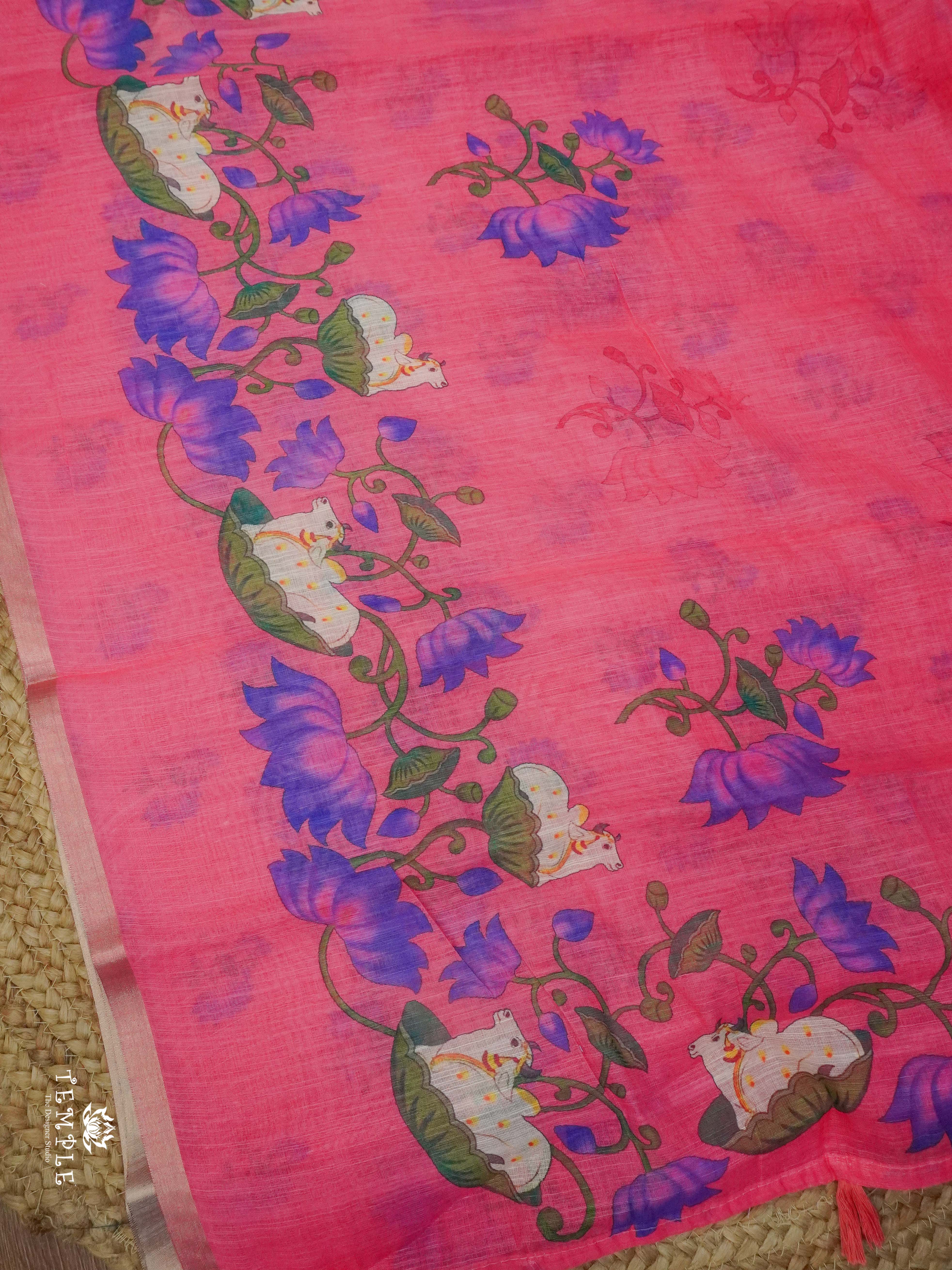 Chanderi Cotton Saree With Pichwai Prints | TTDS2330