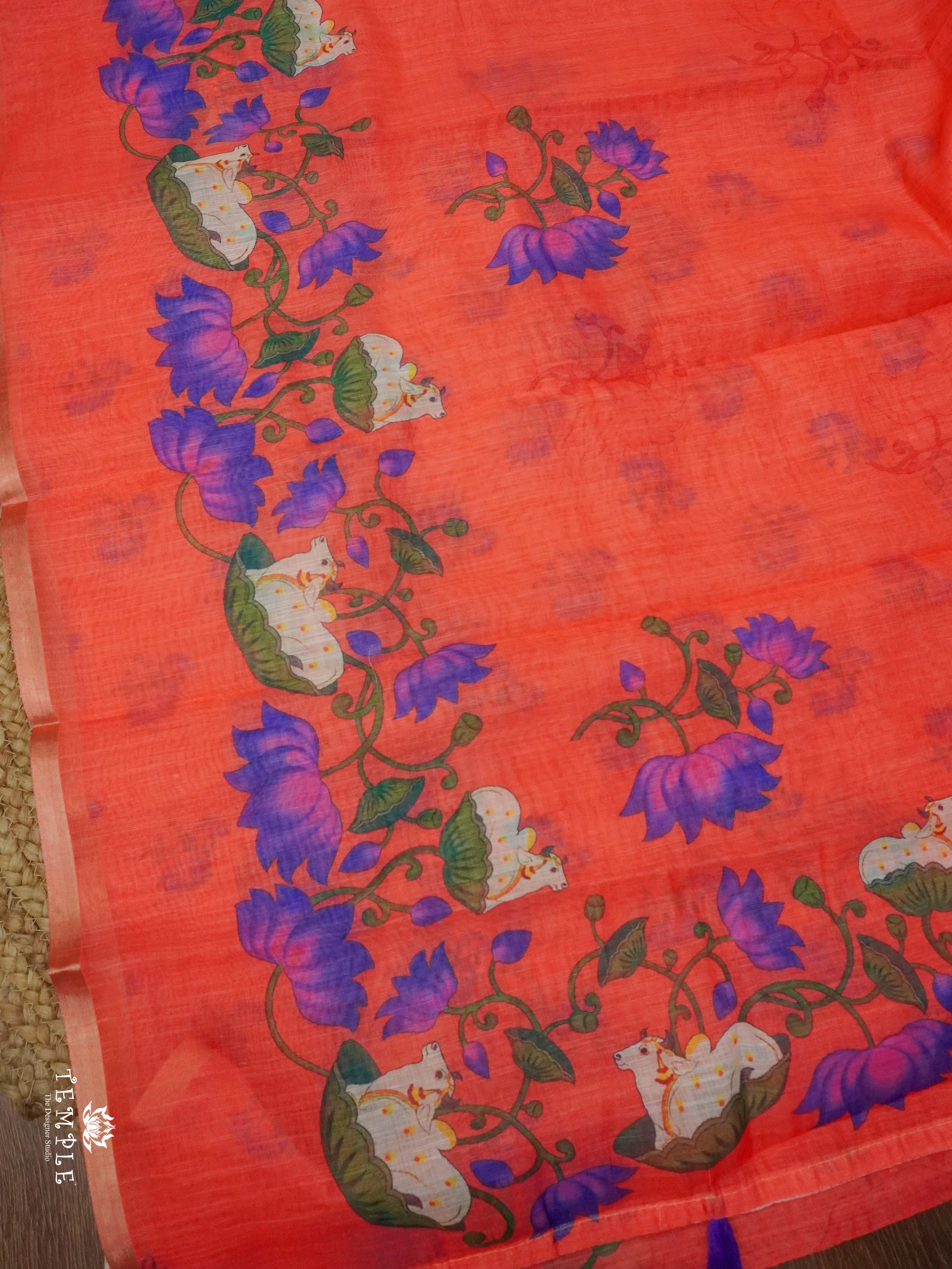 Chanderi Cotton Saree With Pichwai Prints | TTDS2330