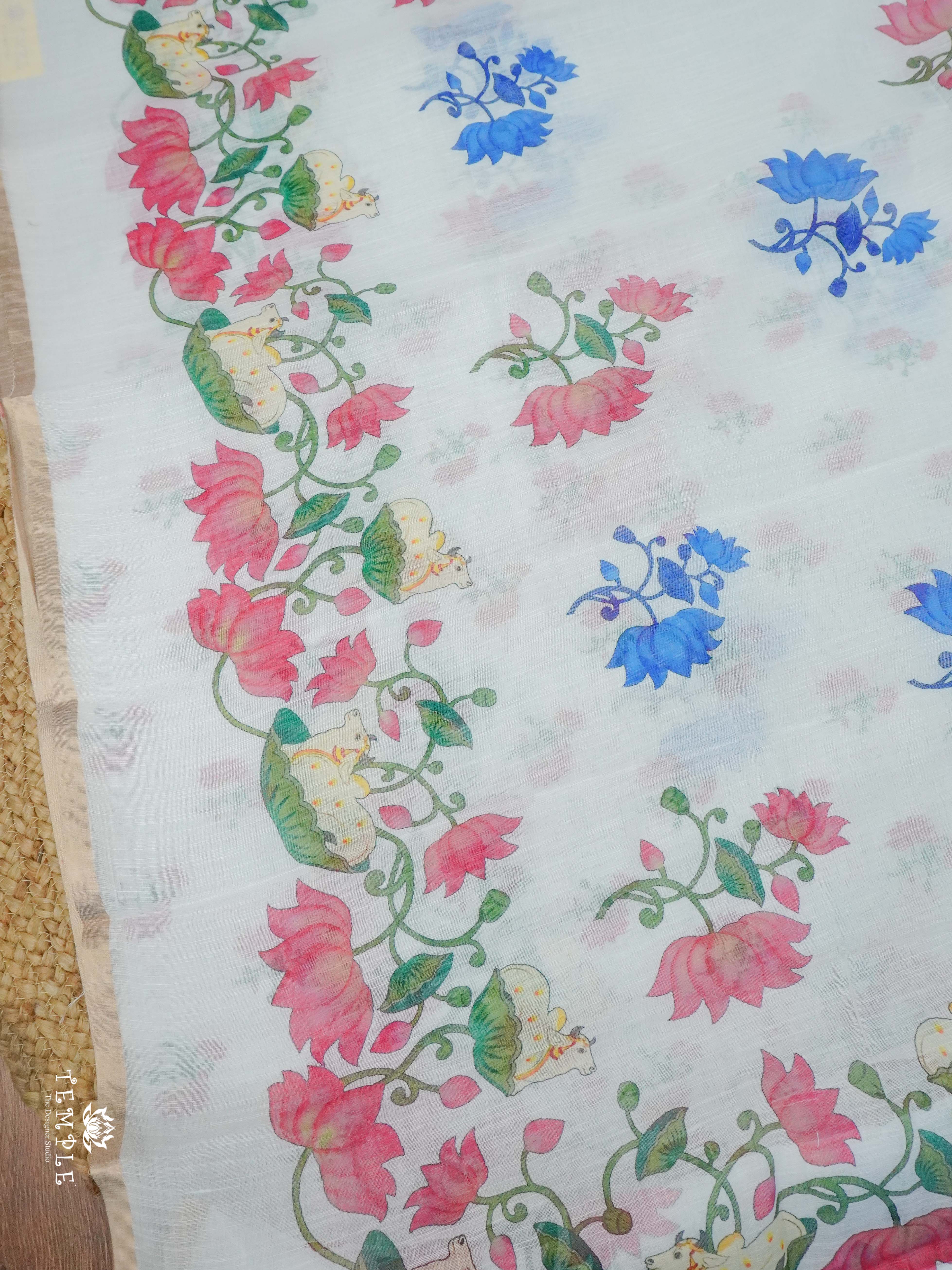 Chanderi Cotton Saree With Pichwai Prints | TTDS2330