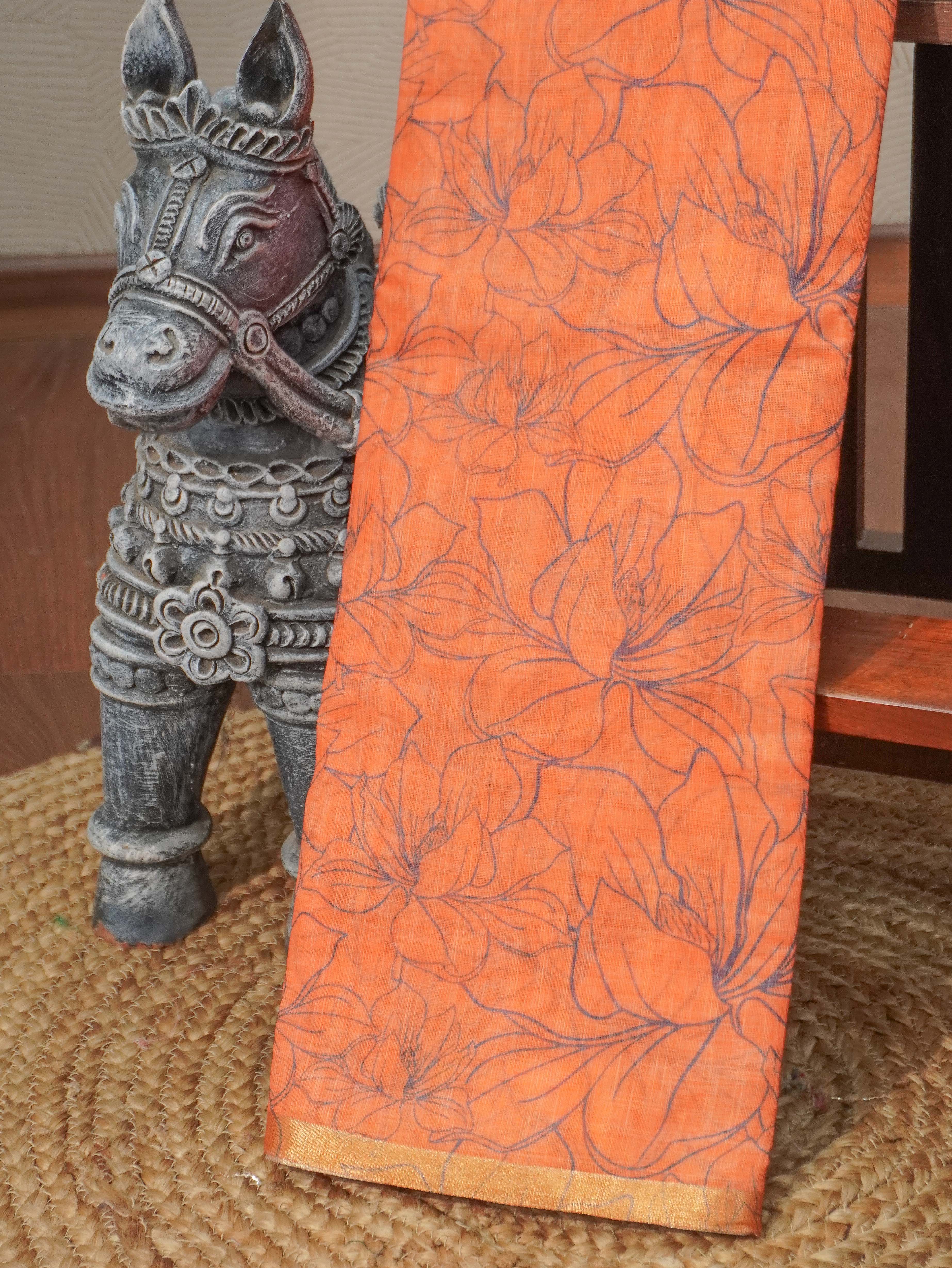Linen Cotton Saree | TTDS3271