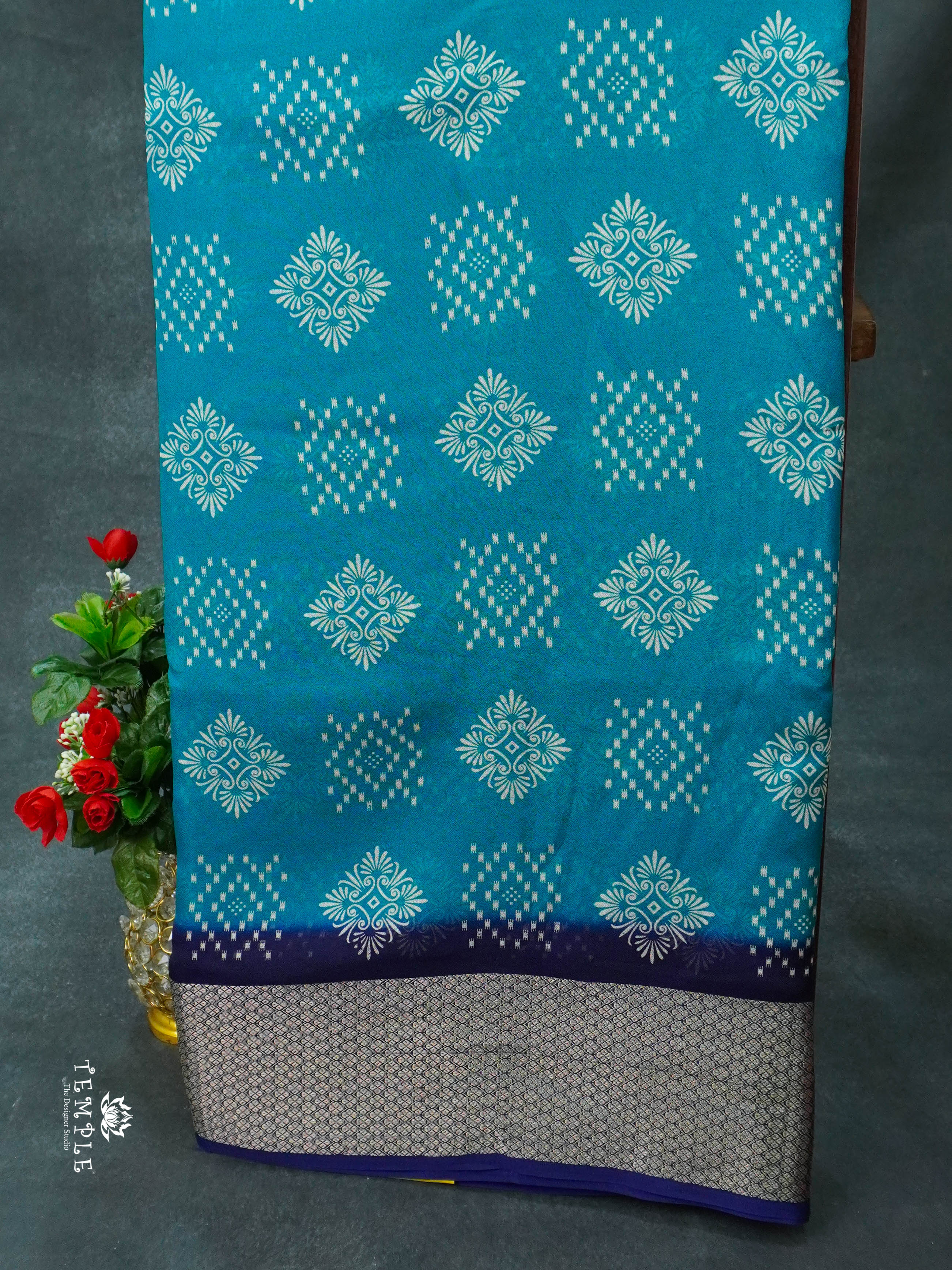 Crepe Silk Saree With Kolam Pattern | TTDS1410