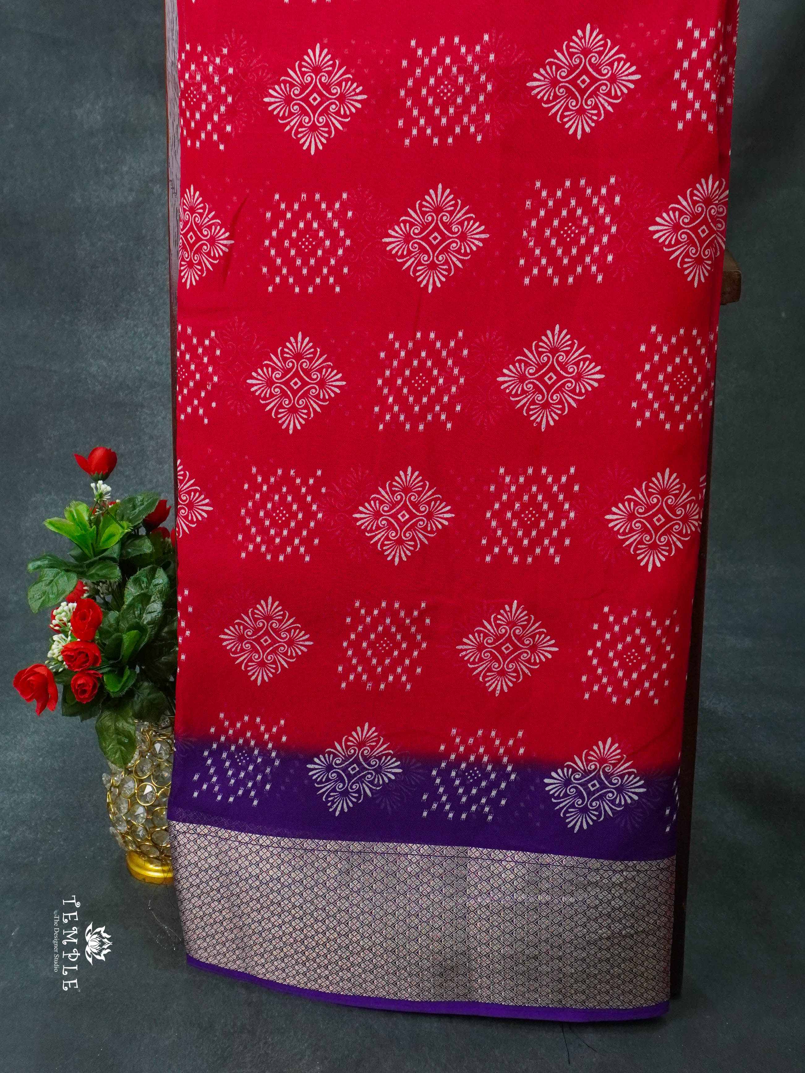 Crepe Silk Saree With Kolam Pattern | TTDS1410