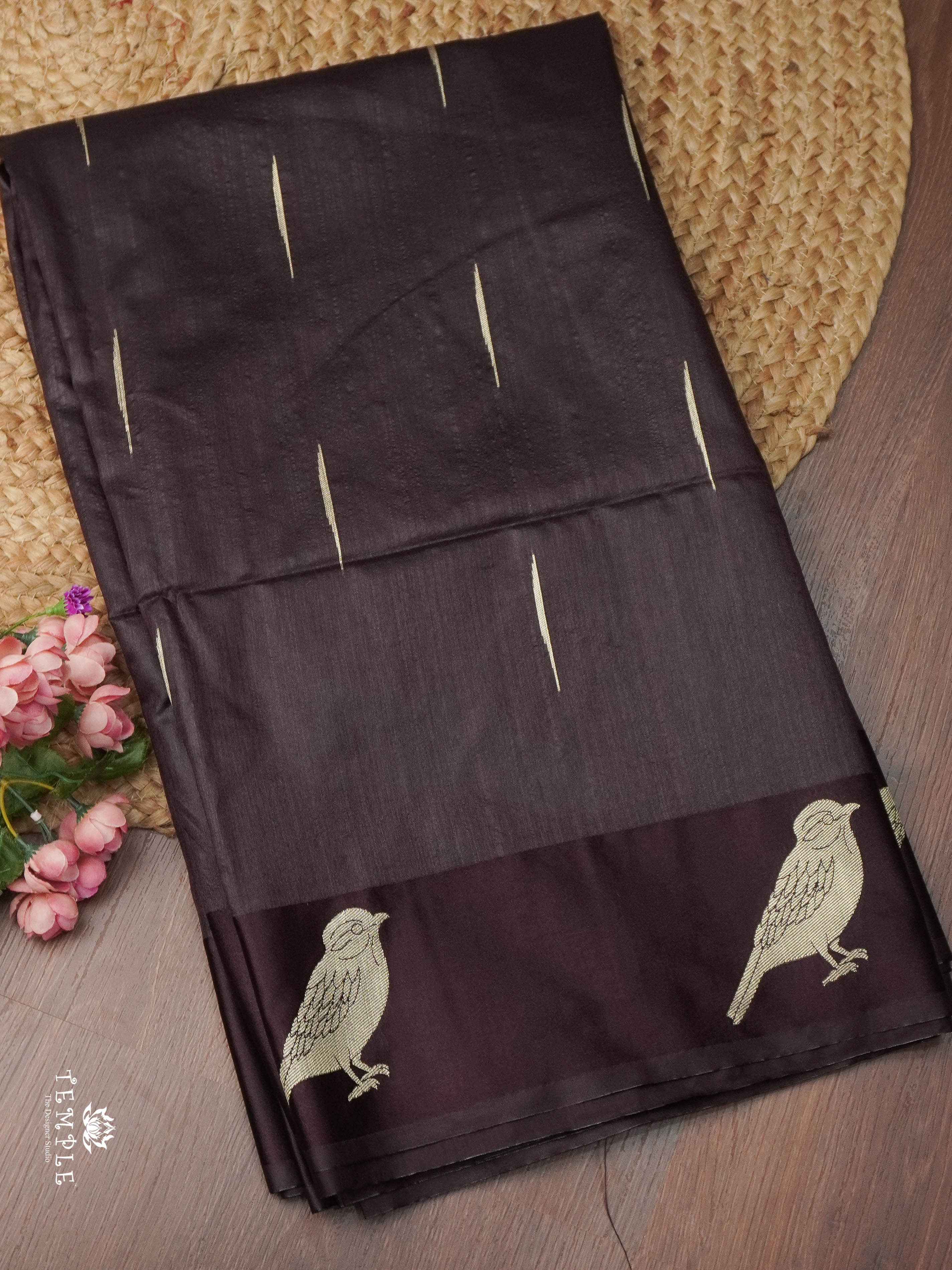 Mulberry Silk Saree With Sparrow Motifs | TTDS1860 | PRE BOOKING