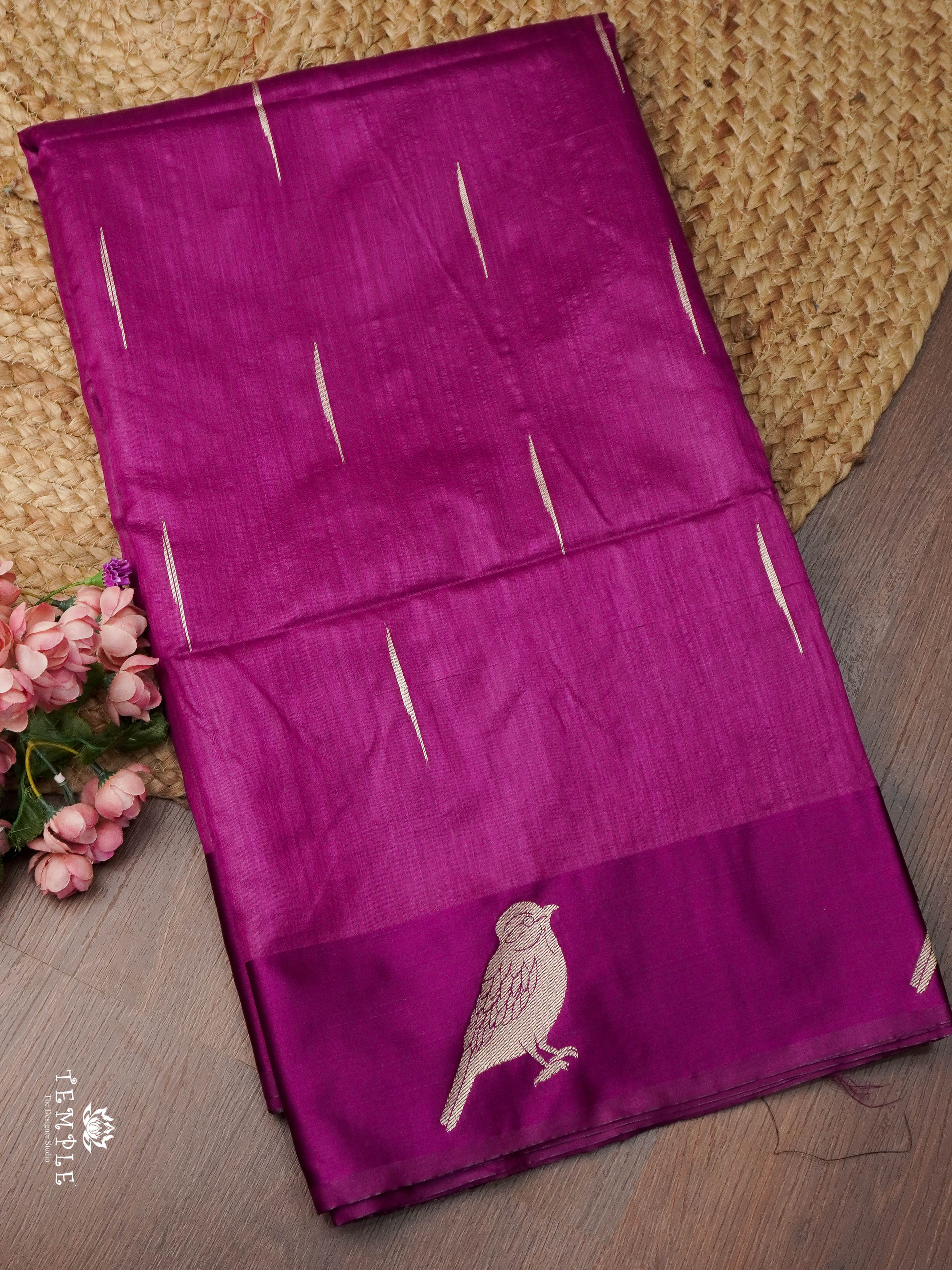 Mulberry Silk Saree With Sparrow Motifs | TTDS1860 | PRE BOOKING