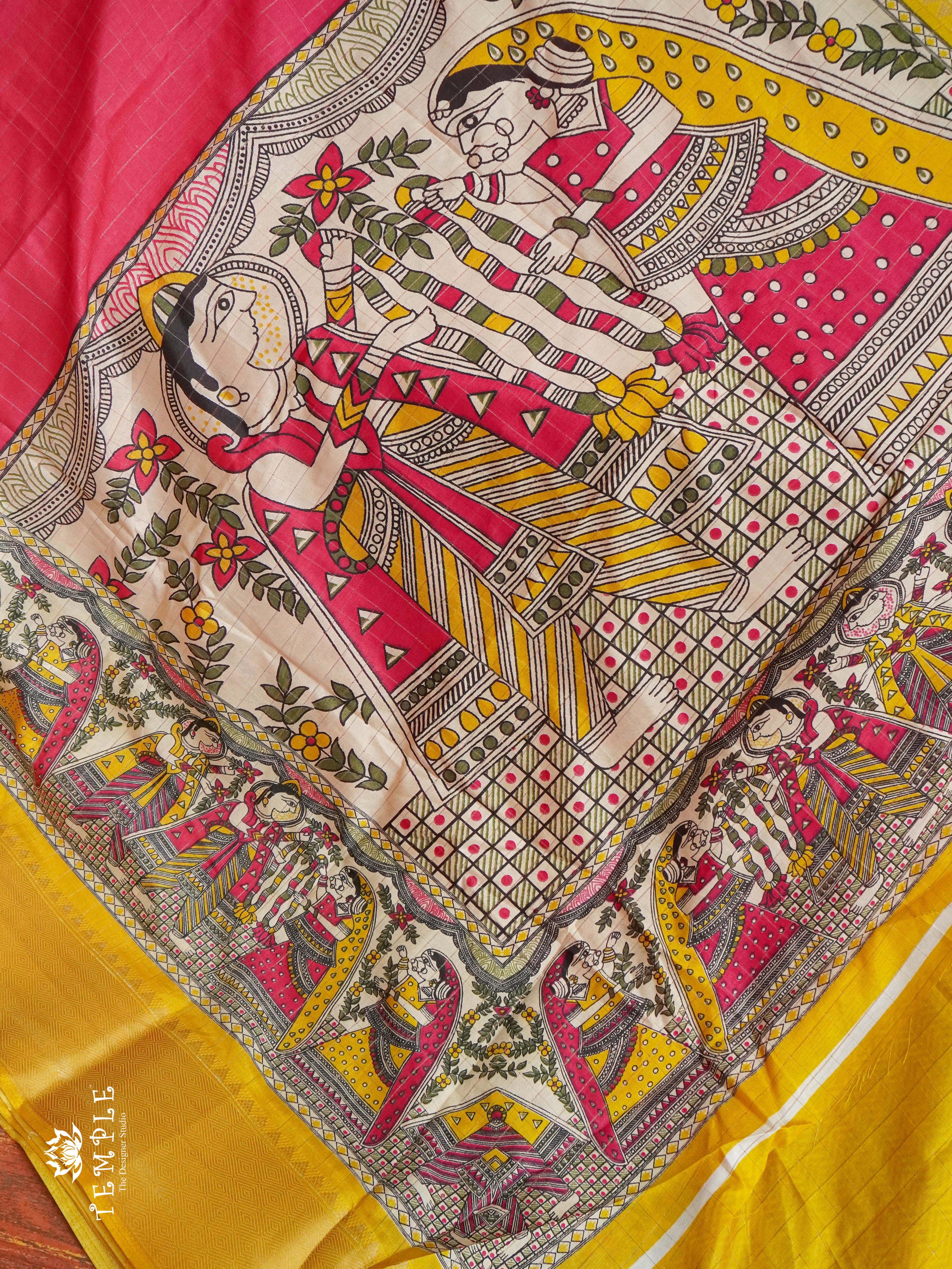 Mangalagiri silk with Madhubani border |TTDS1003 | PRE BOOKING
