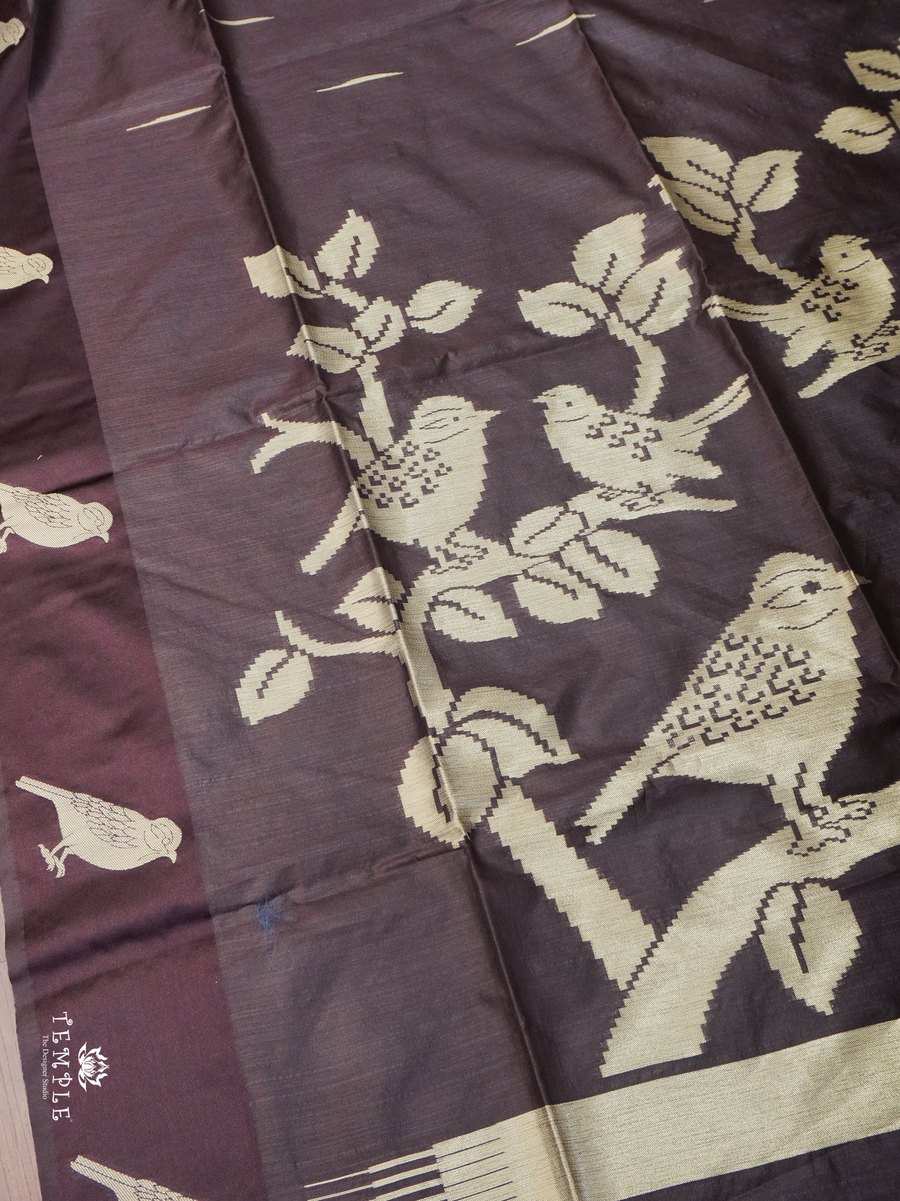 Mulberry Silk Saree With Sparrow Motifs | TTDS1860 | PRE BOOKING