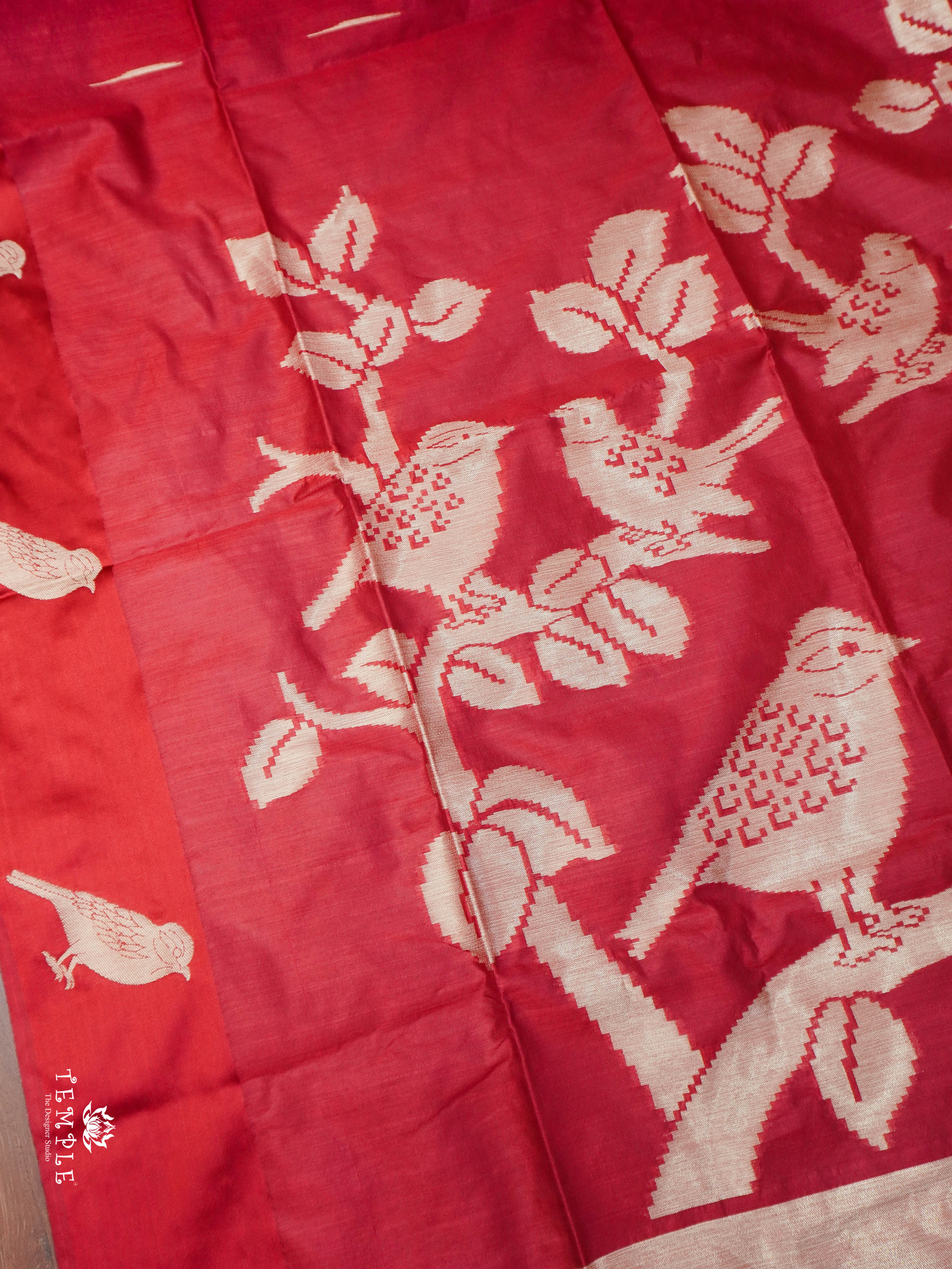 Mulberry Silk Saree With Sparrow Motifs | TTDS1860 | PRE BOOKING