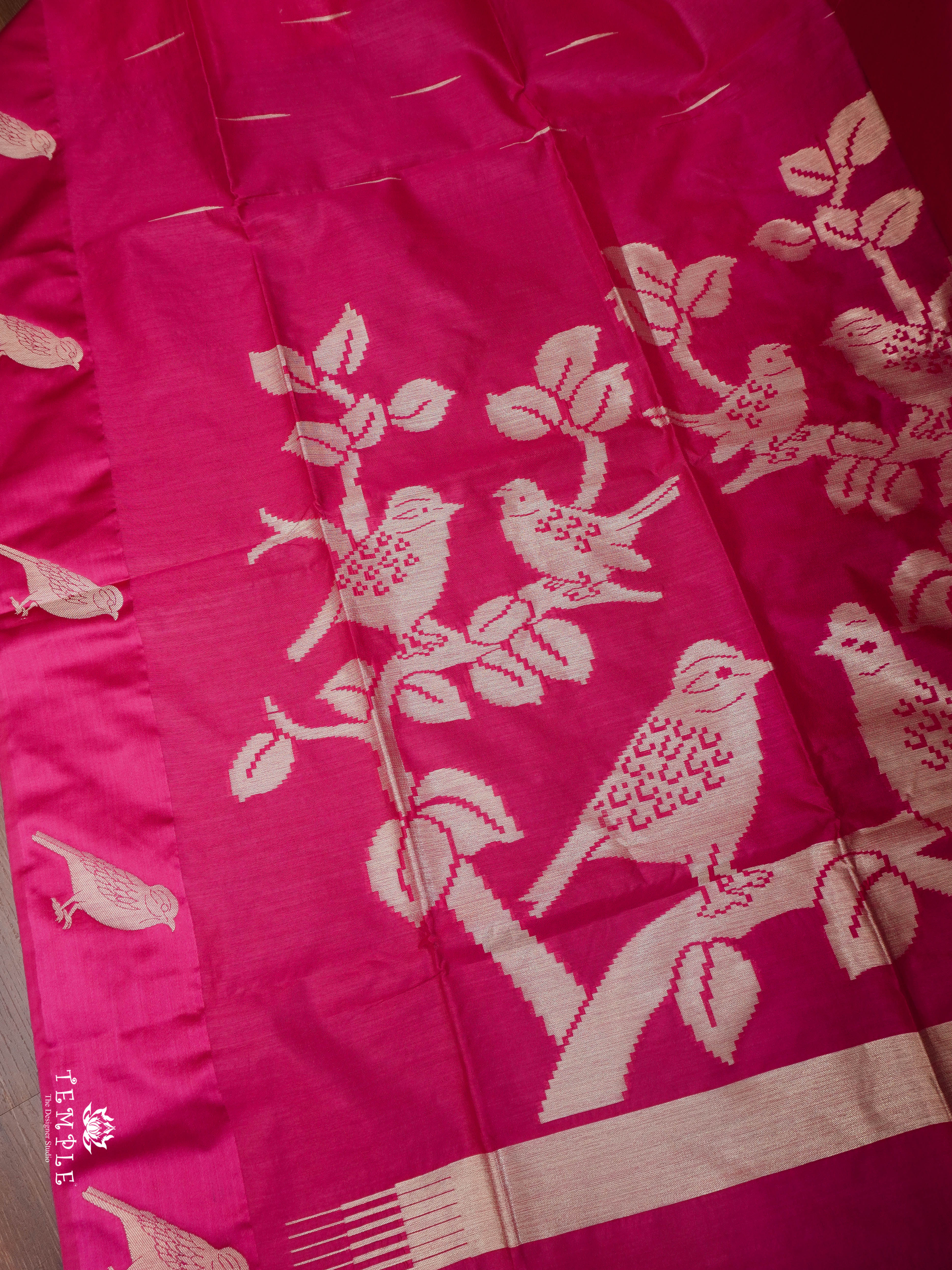 Mulberry Silk Saree With Sparrow Motifs | TTDS1860 | PRE BOOKING