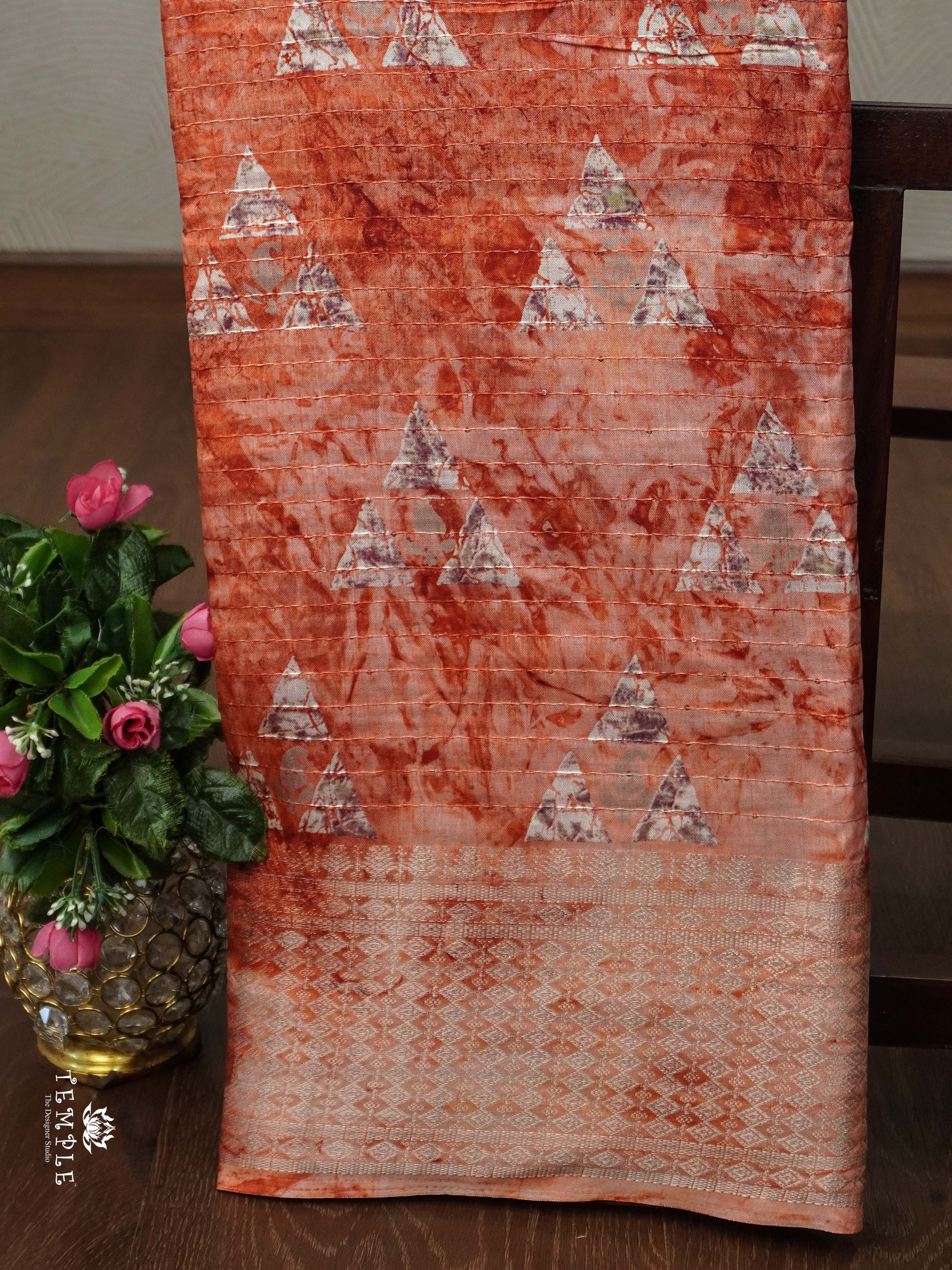 Sequins Saree With Triangle Patterns | TTDS2355