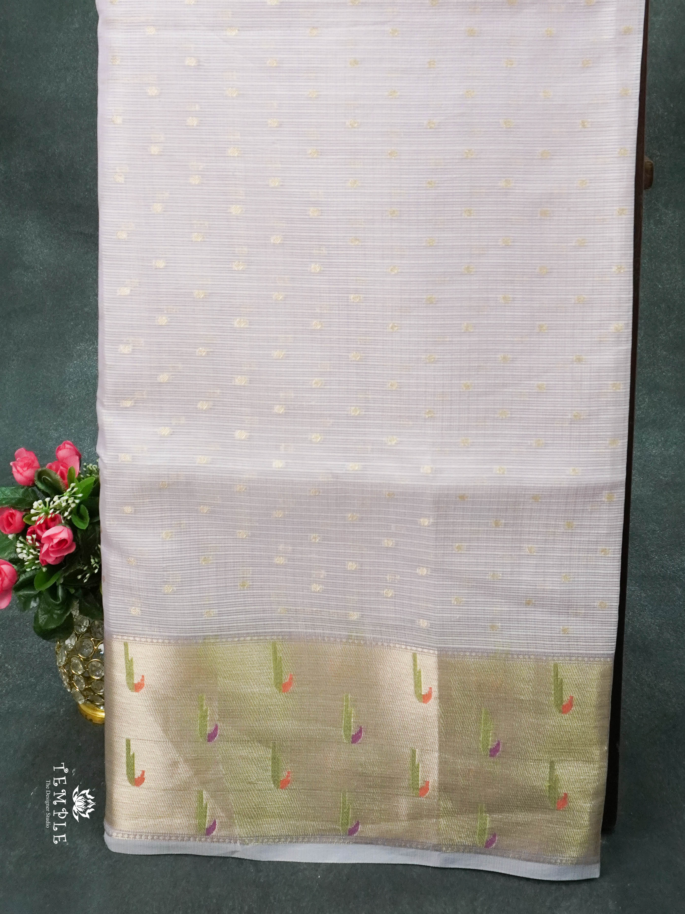 Zari Kota Saree With Paithani Border(Ivory) | TTDS1381