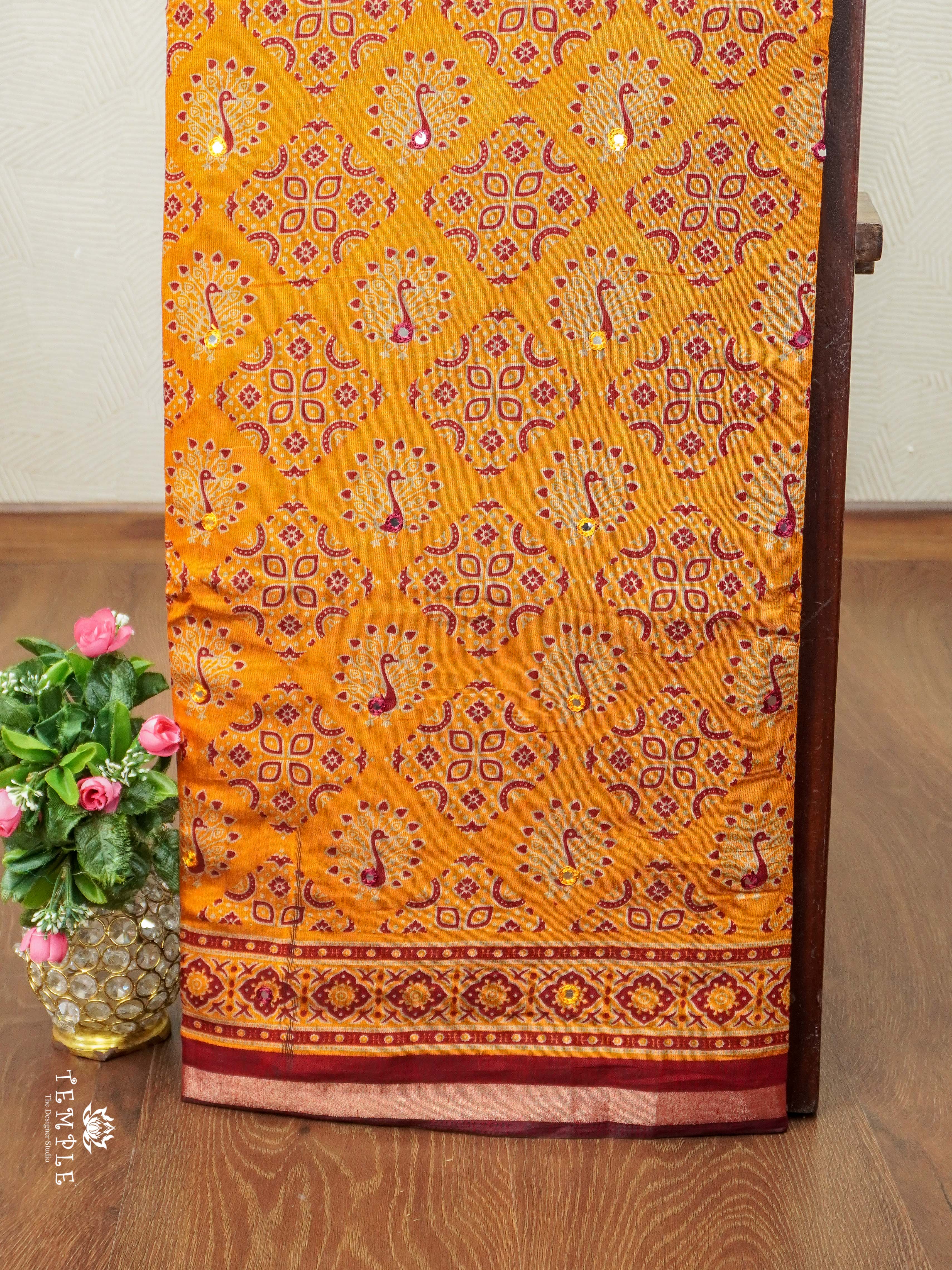Fancy Cotton Saree with Mirror Work | TTDS2350
