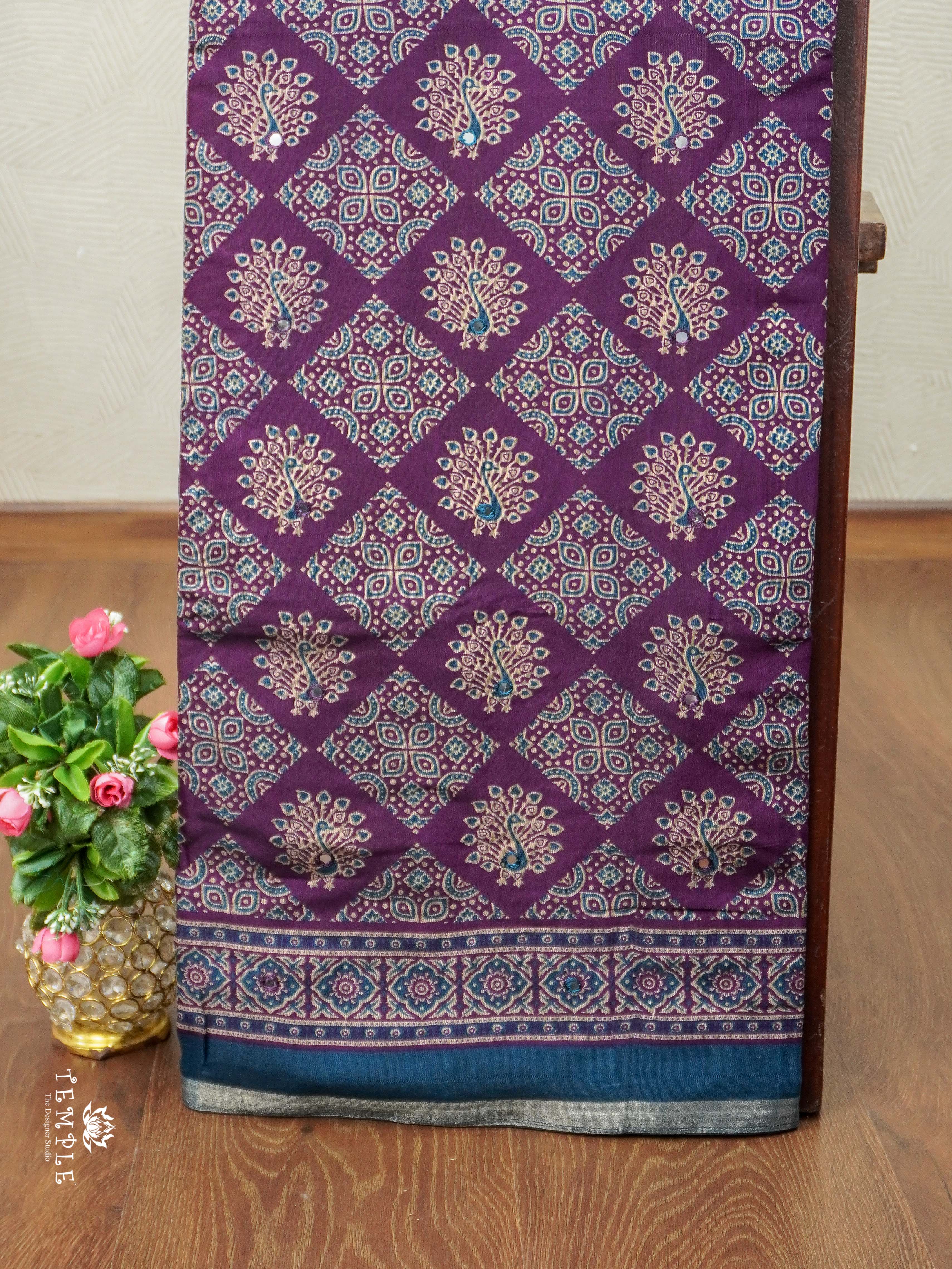 Fancy Cotton Saree with Mirror Work | TTDS2350