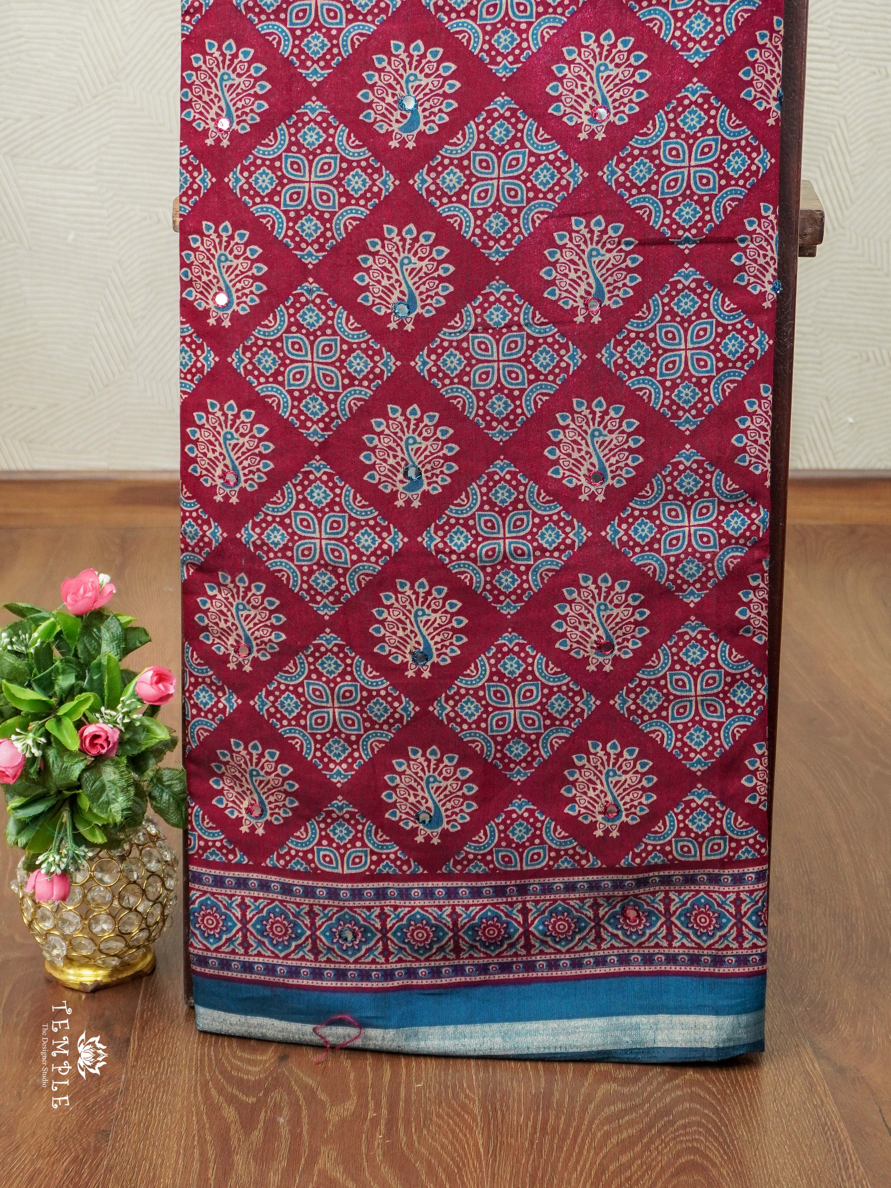 Fancy Cotton Saree with Mirror Work | TTDS2350