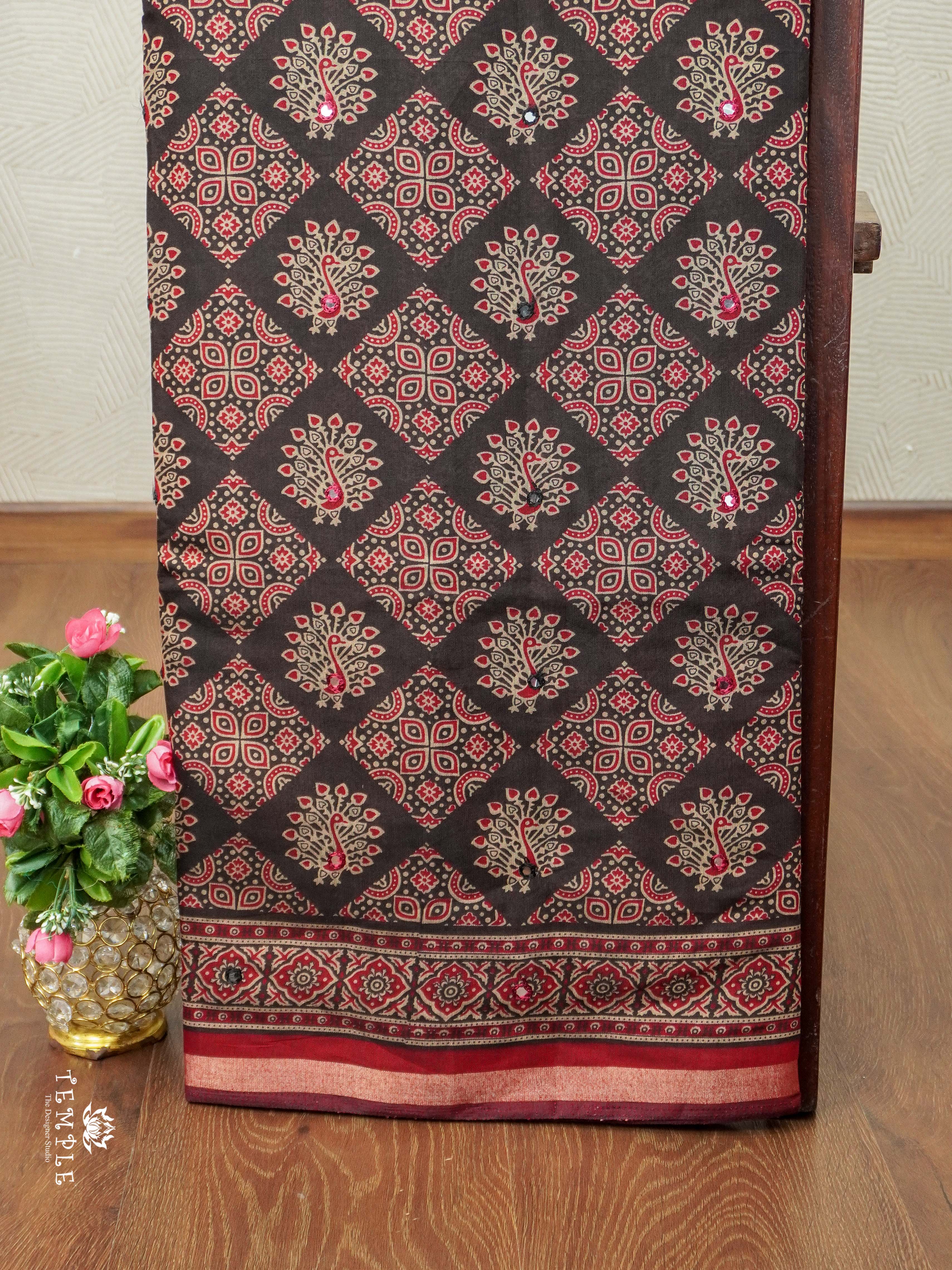 Fancy Cotton Saree with Mirror Work | TTDS2350