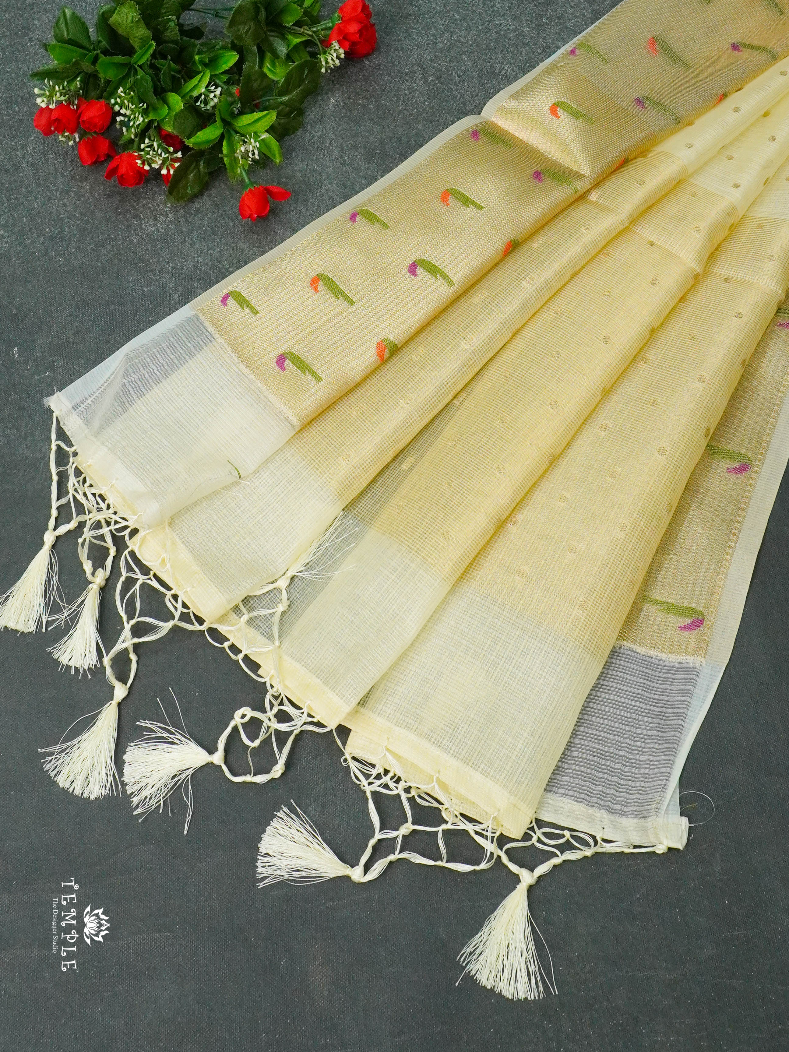 Zari Kota Saree With Paithani Border(Ivory) | TTDS1381