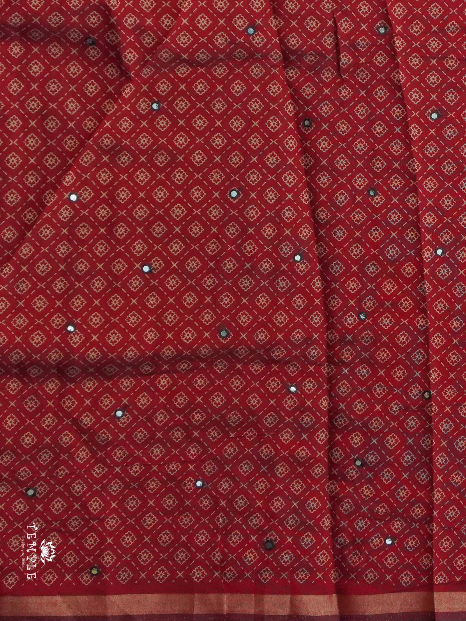 Fancy Cotton Saree with Mirror Work | TTDS2350