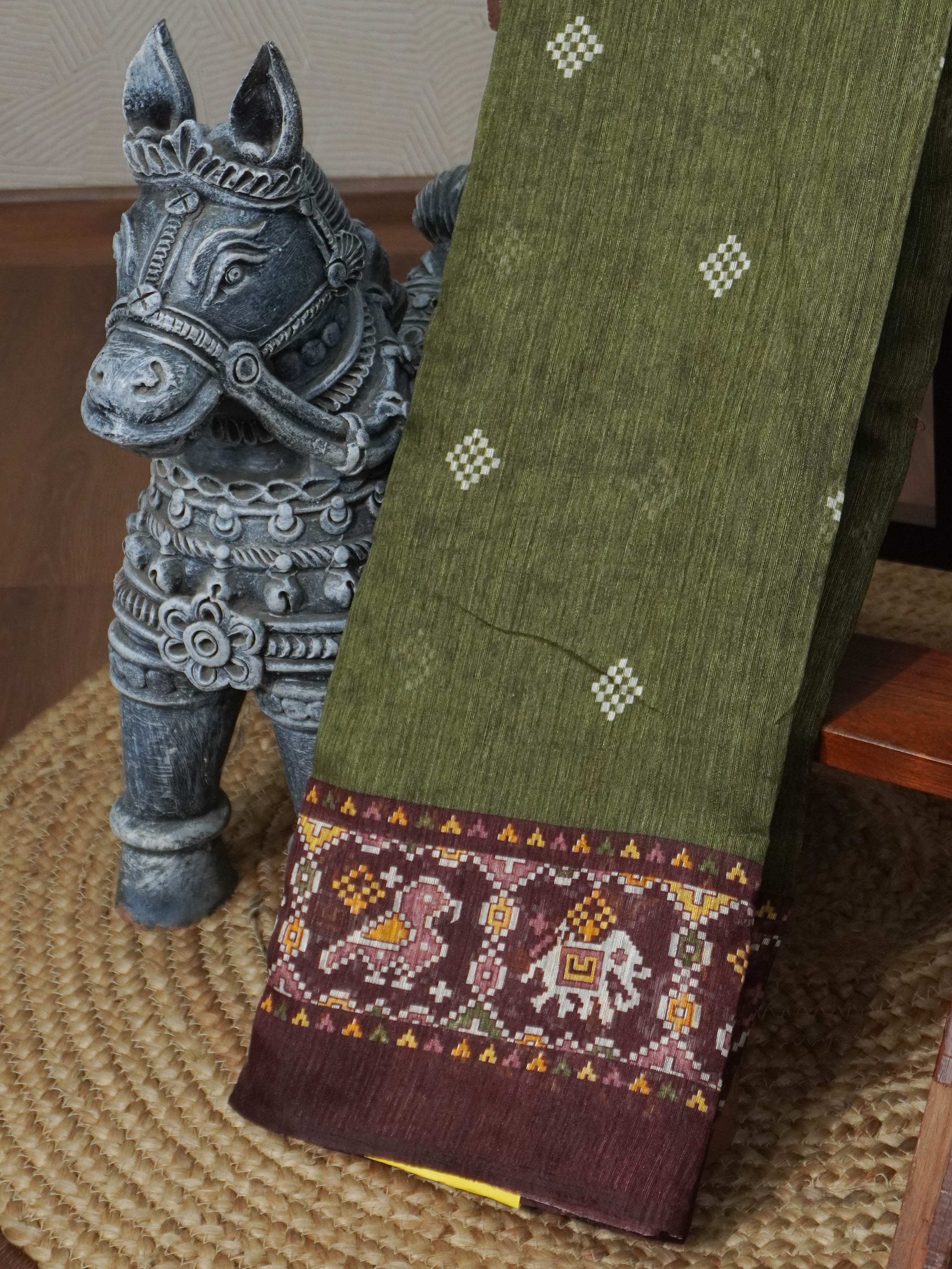 Jute Linen Silk Saree | TTDS3289