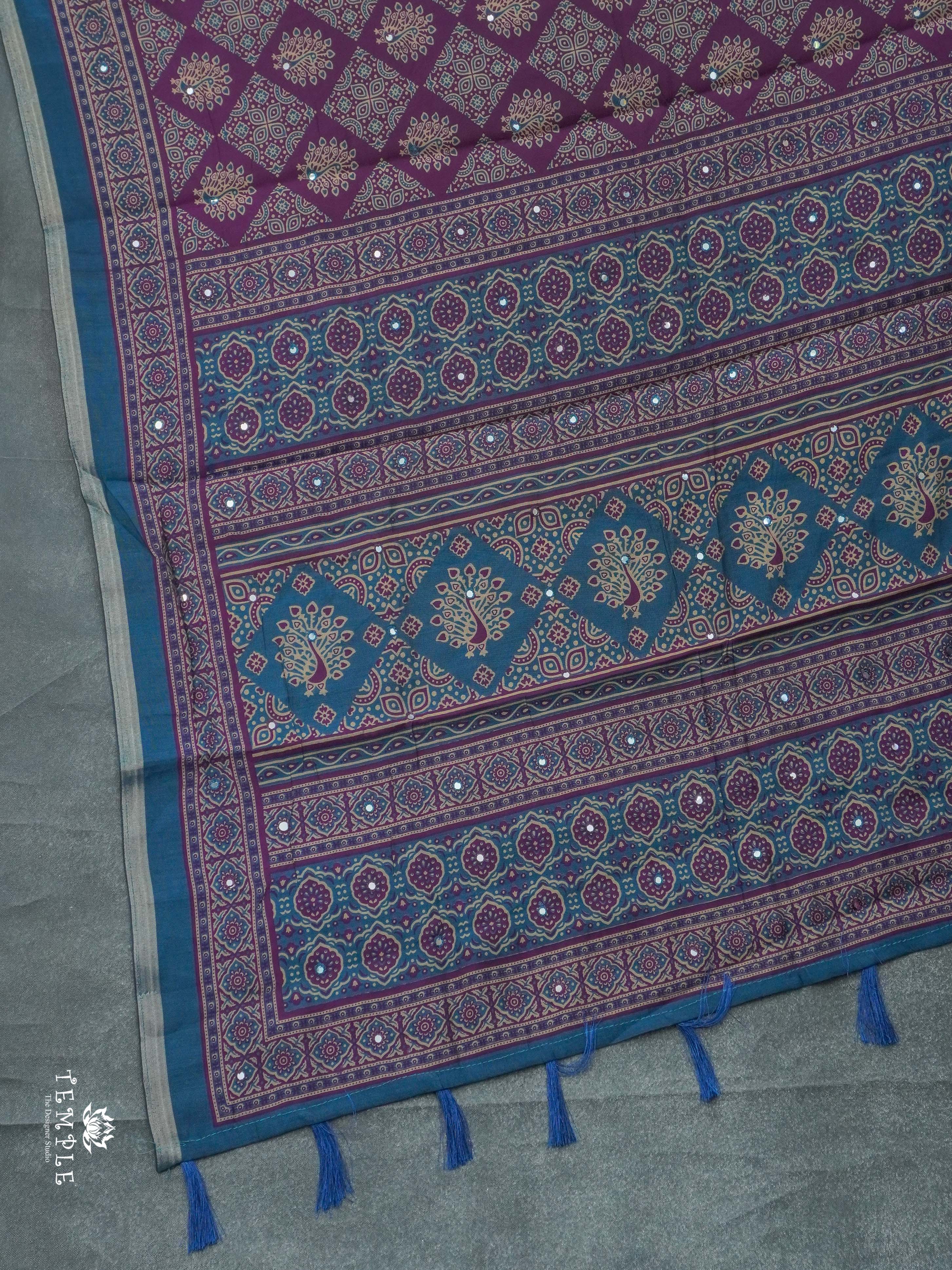 Fancy Cotton Saree with Mirror Work | TTDS2350