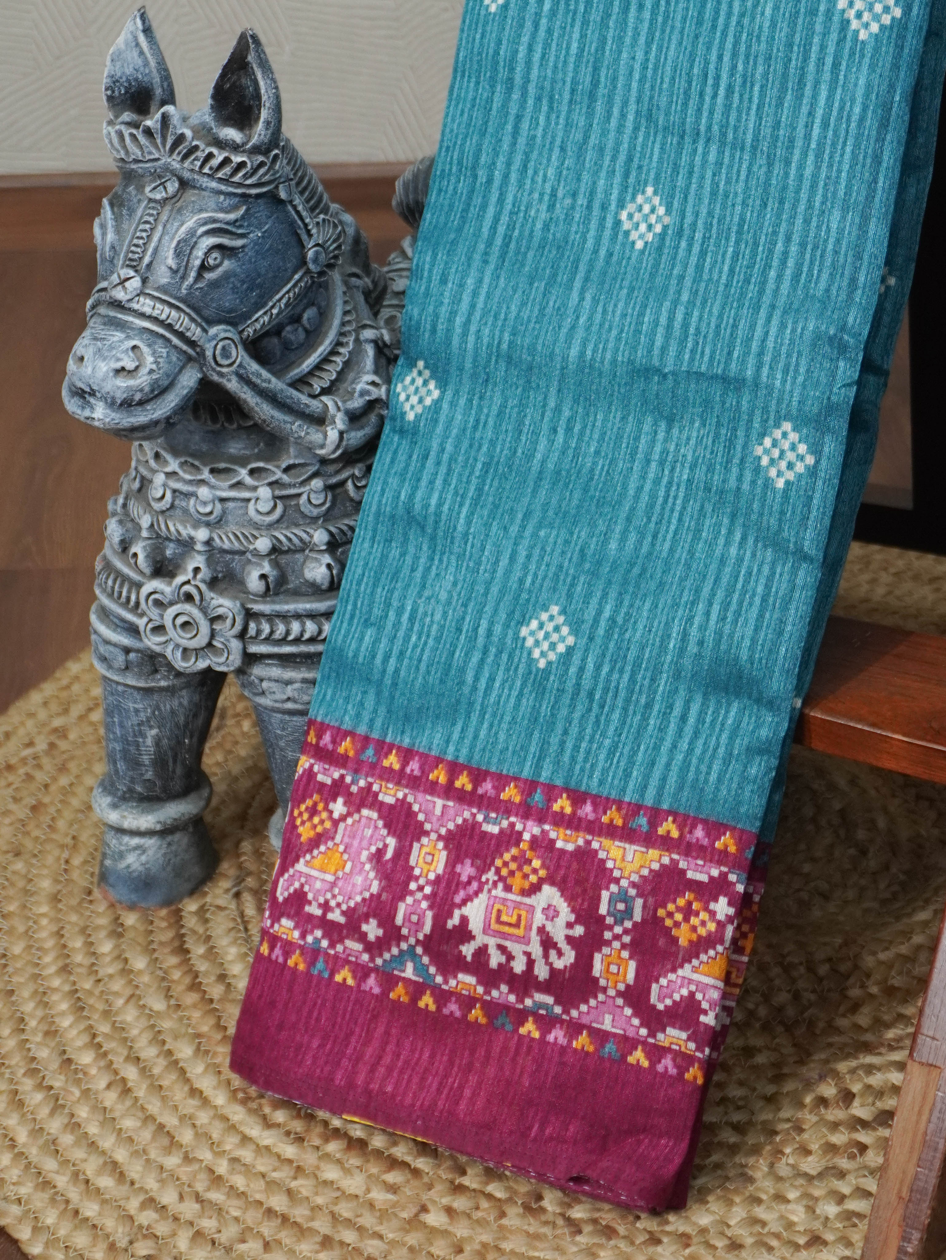 Jute Linen Silk Saree | TTDS3289