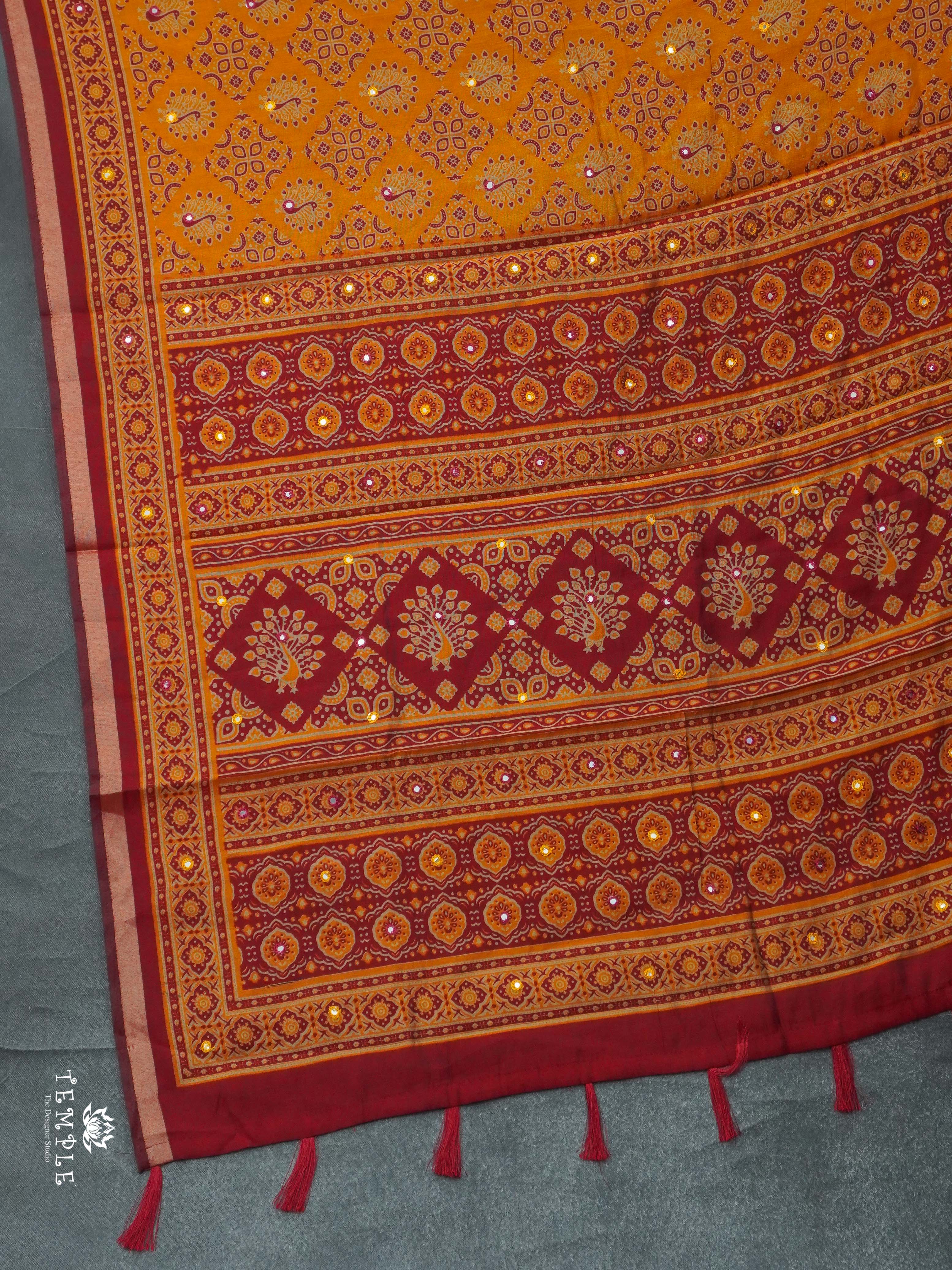 Fancy Cotton Saree with Mirror Work | TTDS2350
