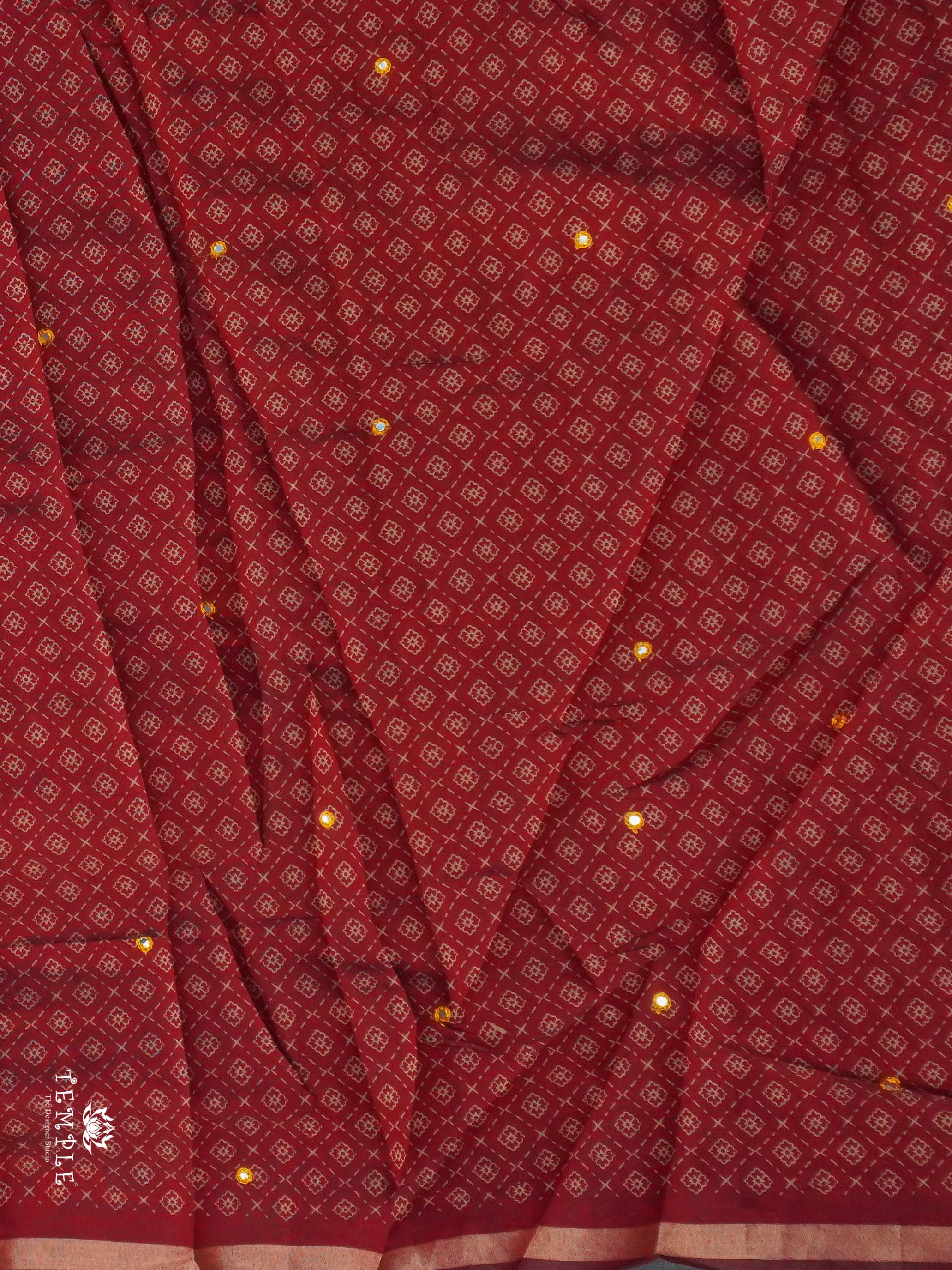 Fancy Cotton Saree with Mirror Work | TTDS2350
