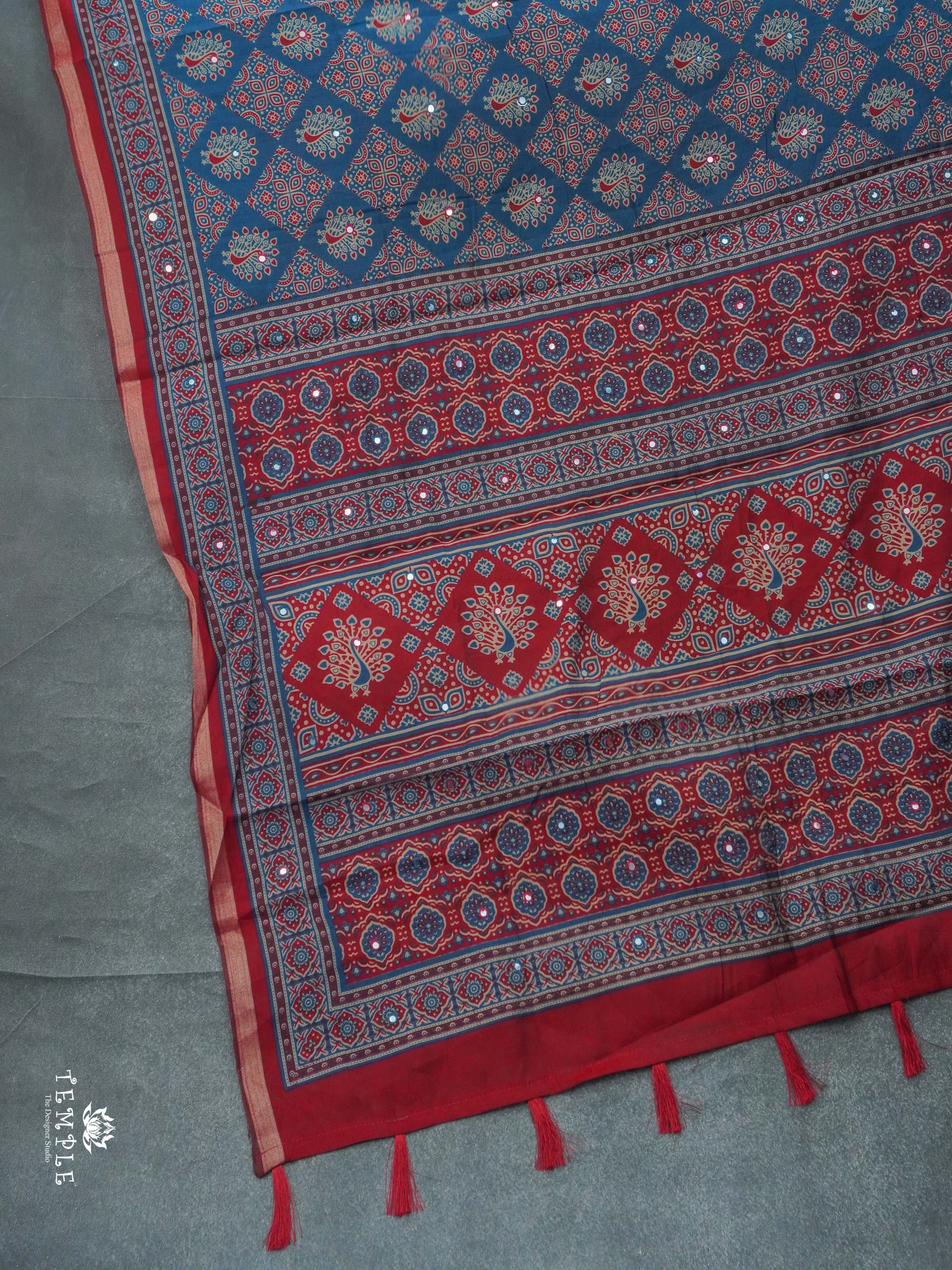 Fancy Cotton Saree with Mirror Work | TTDS2350