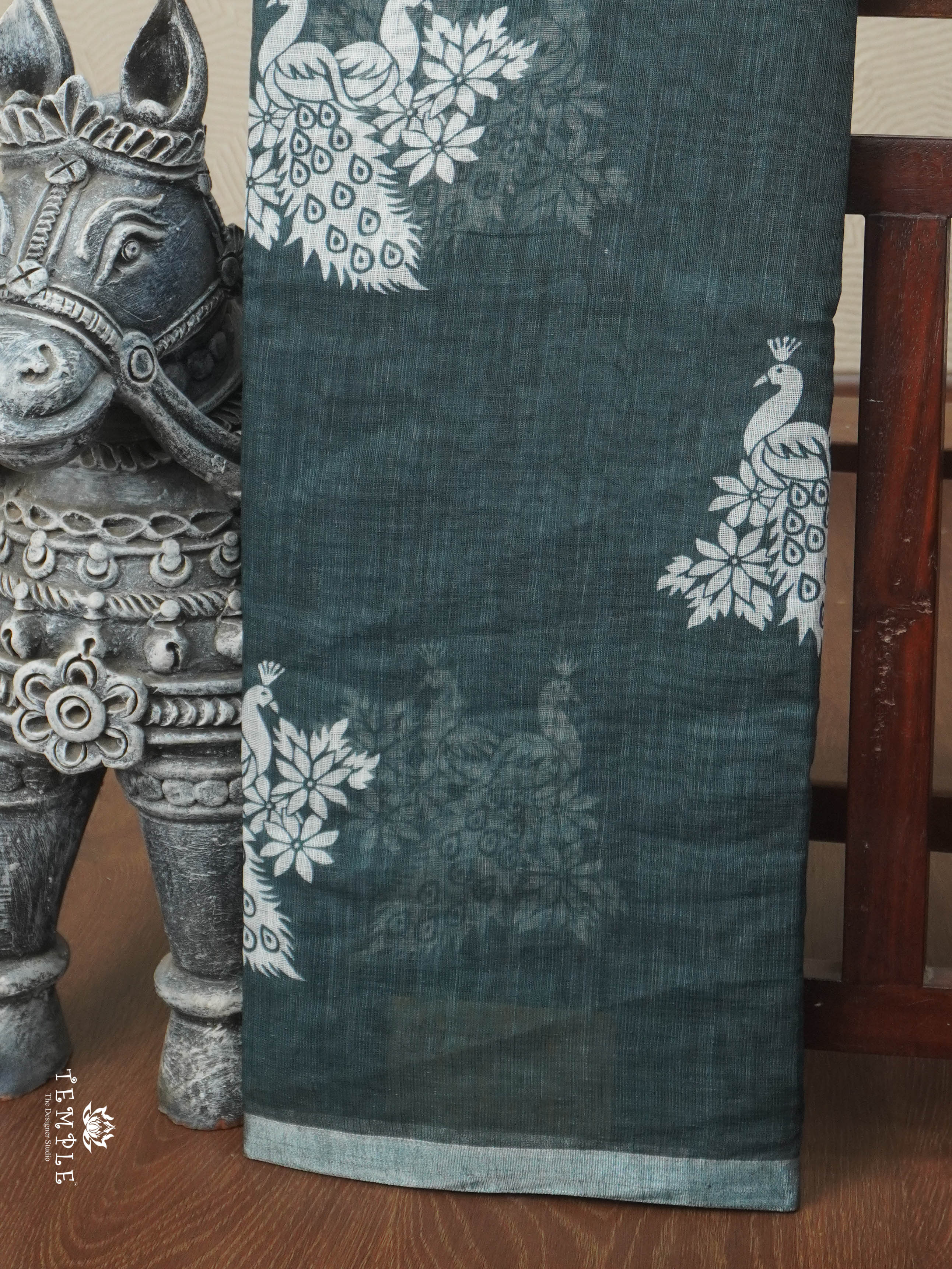 Chanderi Cotton Saree With Peacock Design | TTDS2855