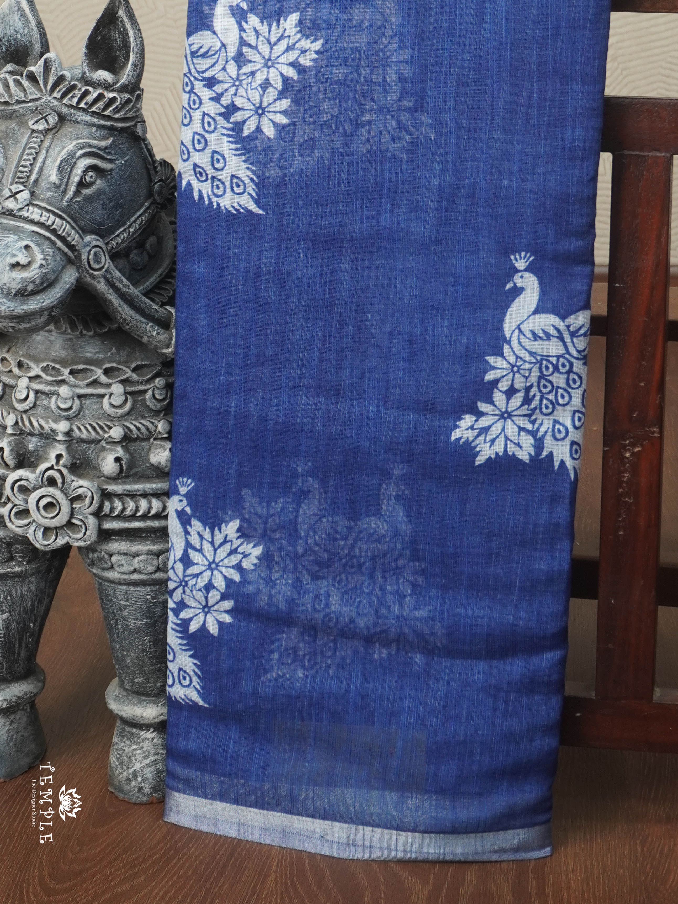 Chanderi Cotton Saree With Peacock Design | TTDS2855