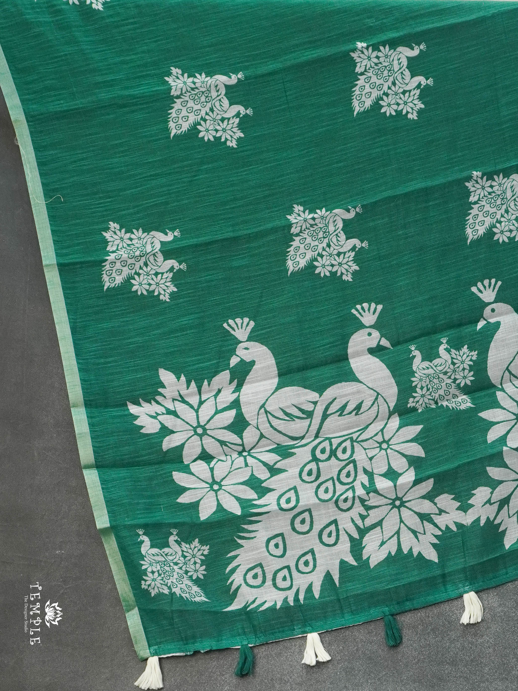 Chanderi Cotton Saree With Peacock Design | TTDS2855
