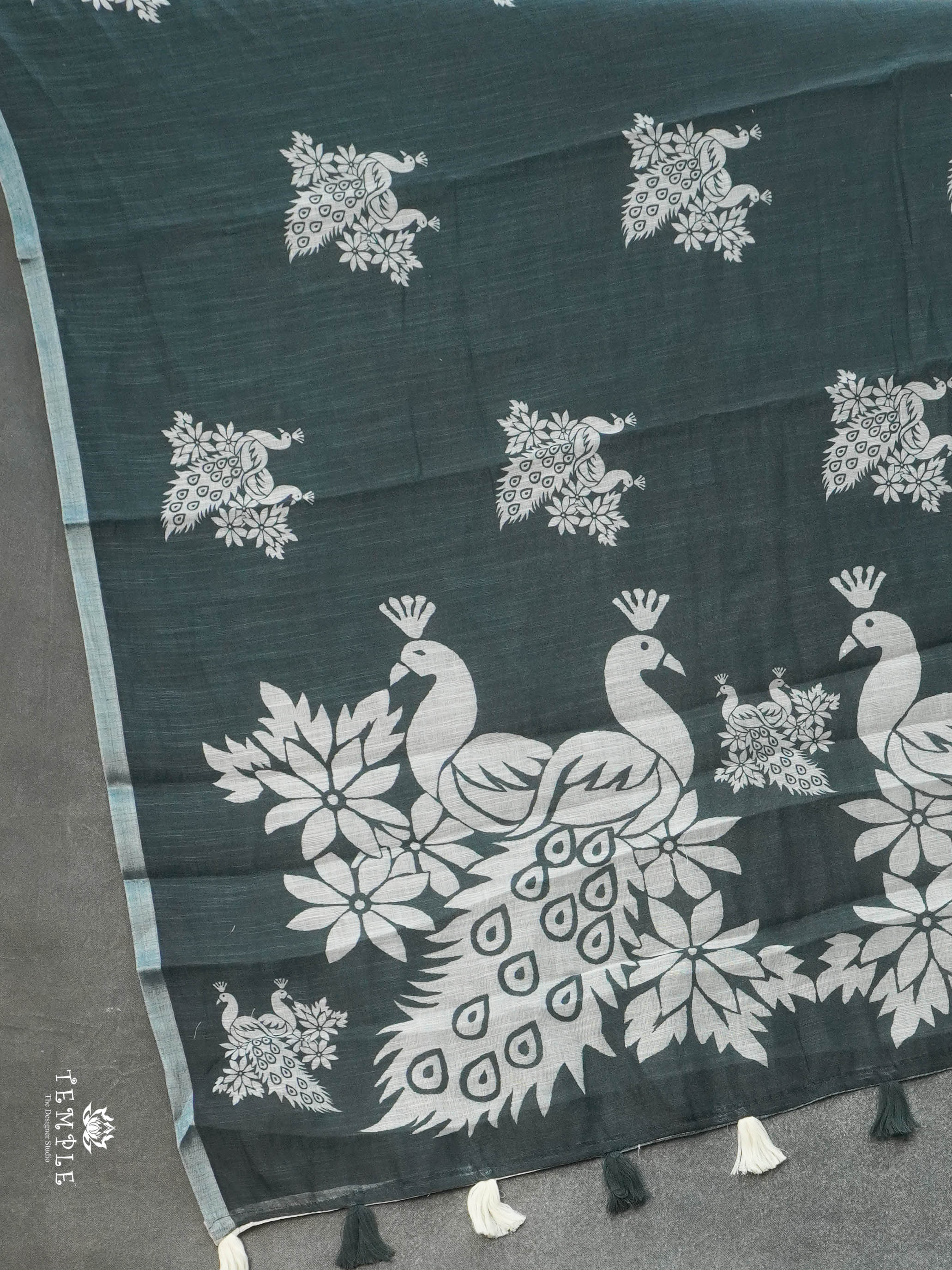 Chanderi Cotton Saree With Peacock Design | TTDS2855