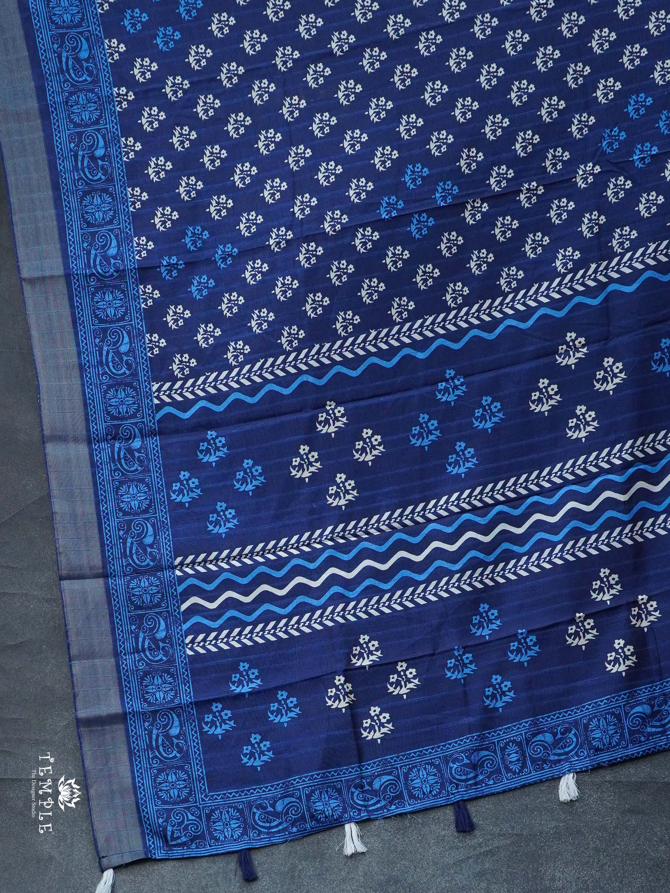 Kadhi Indigo Cotton Saree | TTDS804