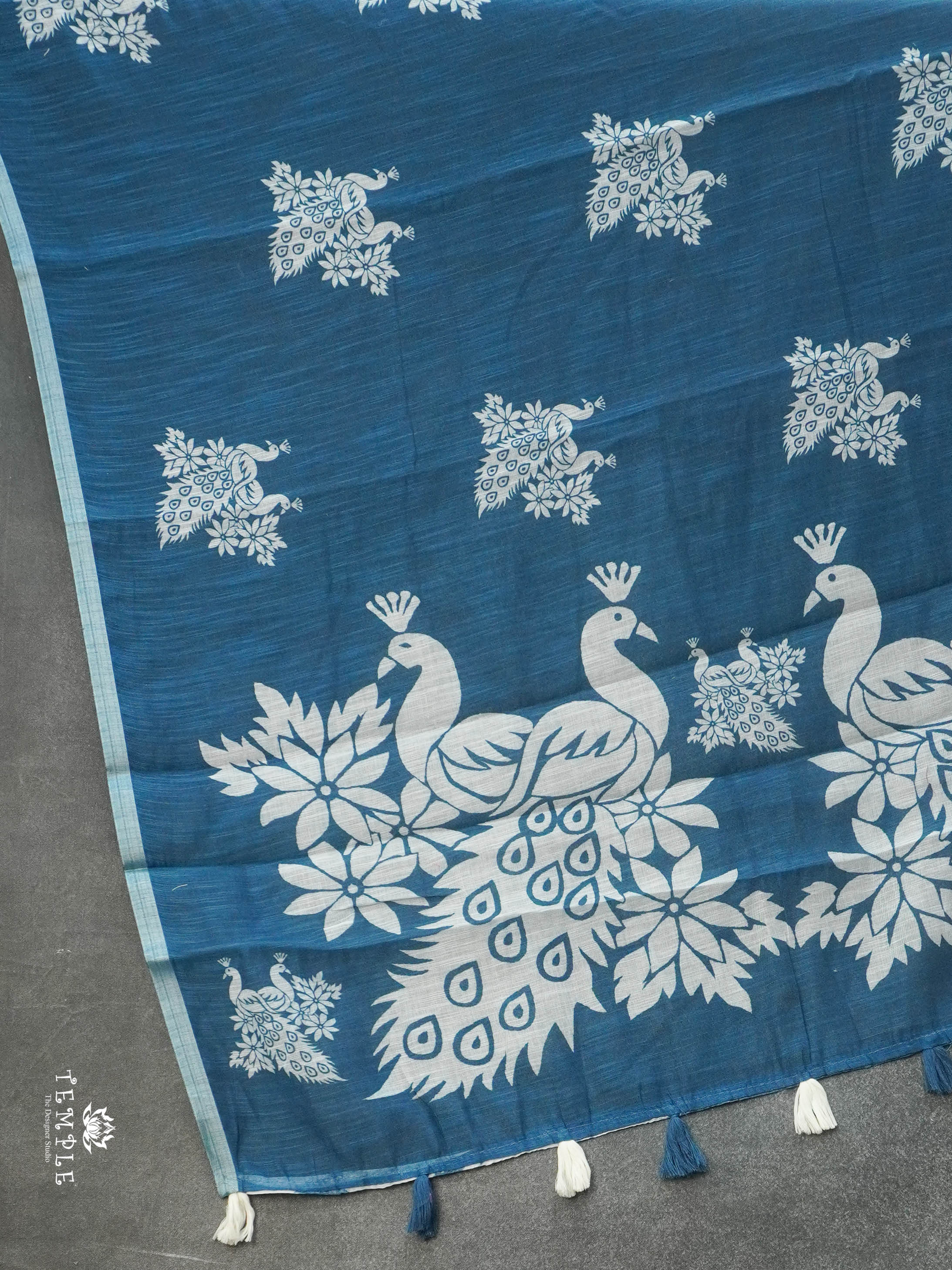 Chanderi Cotton Saree With Peacock Design | TTDS2855