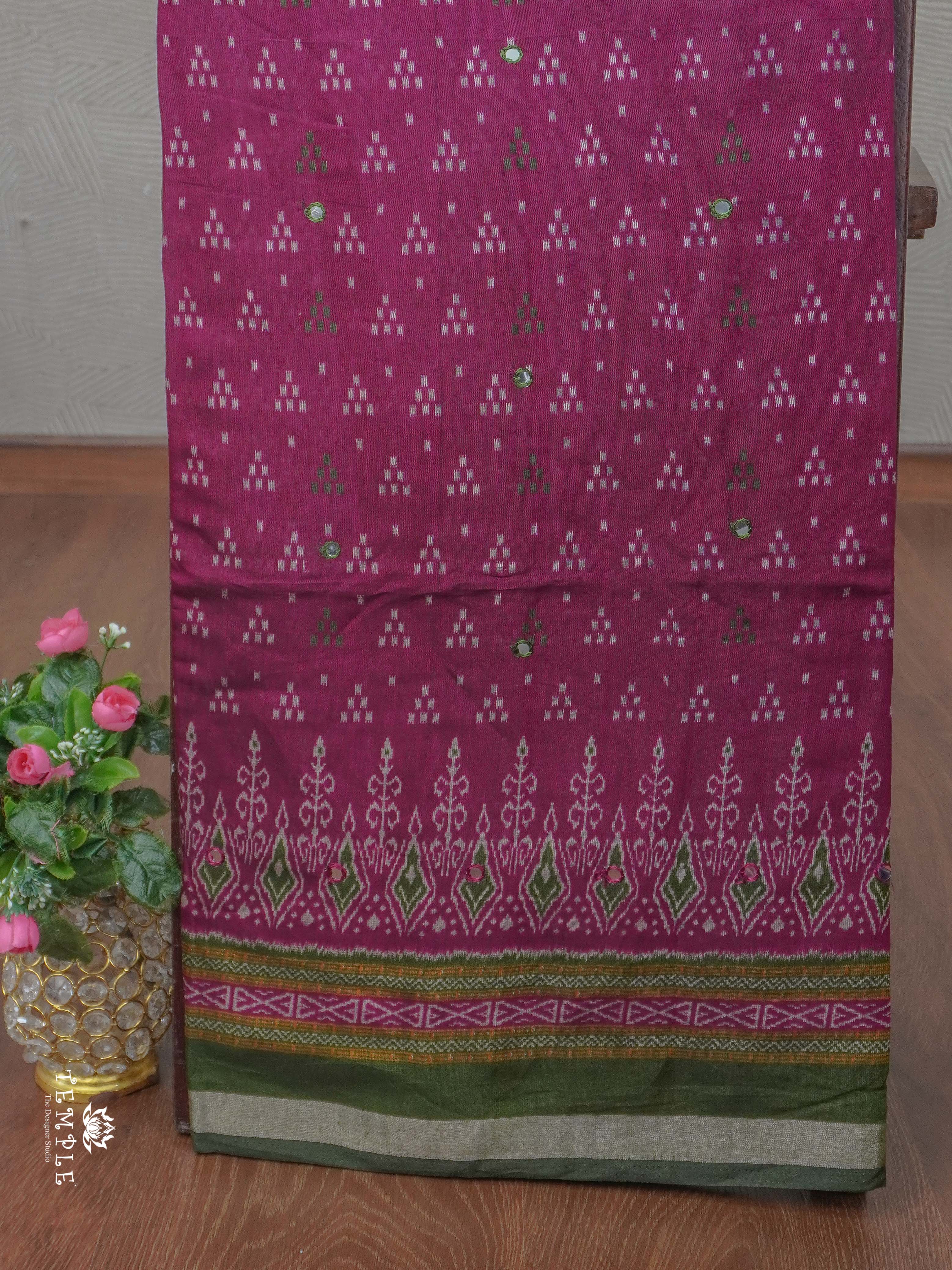 Fancy Cotton Saree with Mirror Work | TTDS2352
