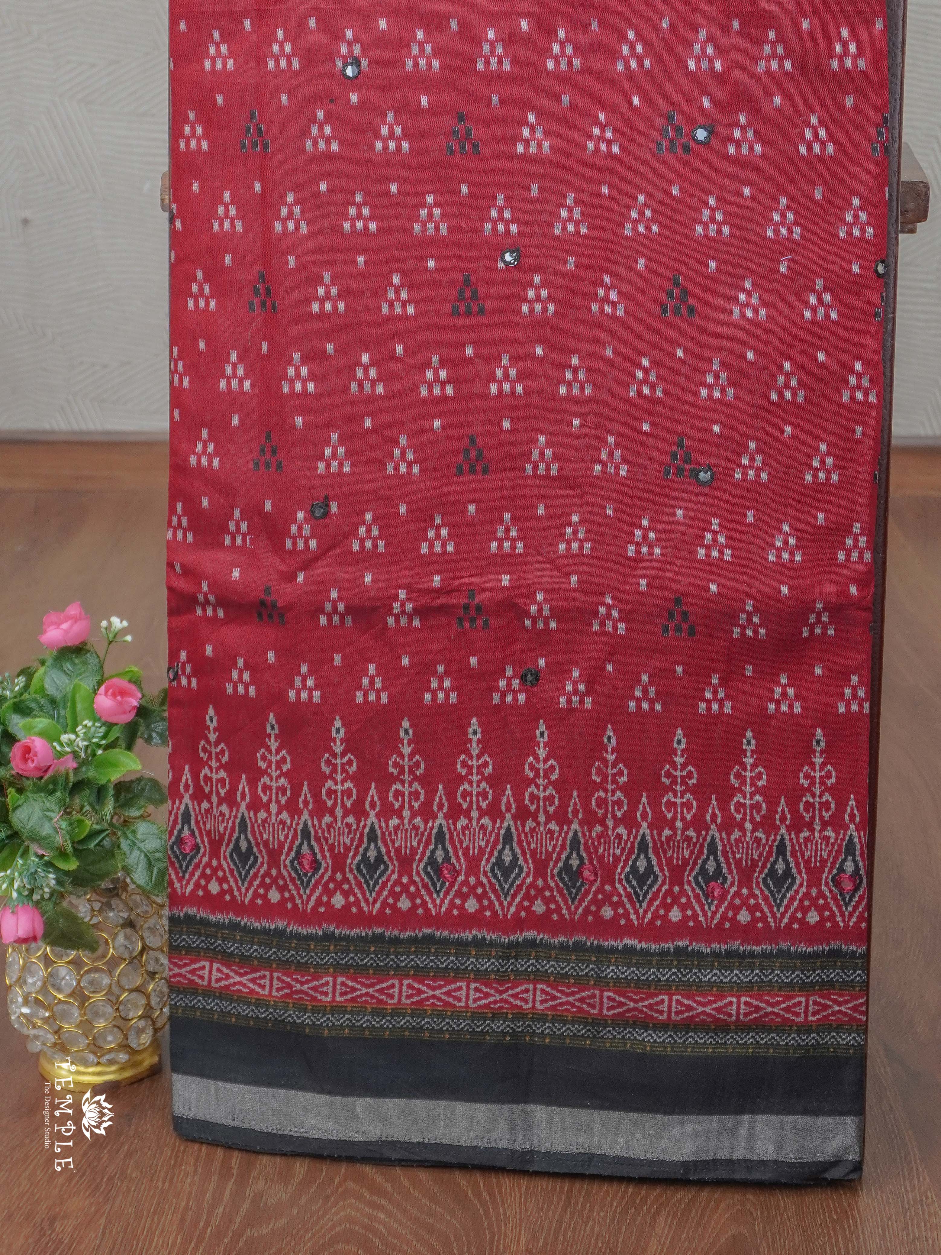 Fancy Cotton Saree with Mirror Work | TTDS2352