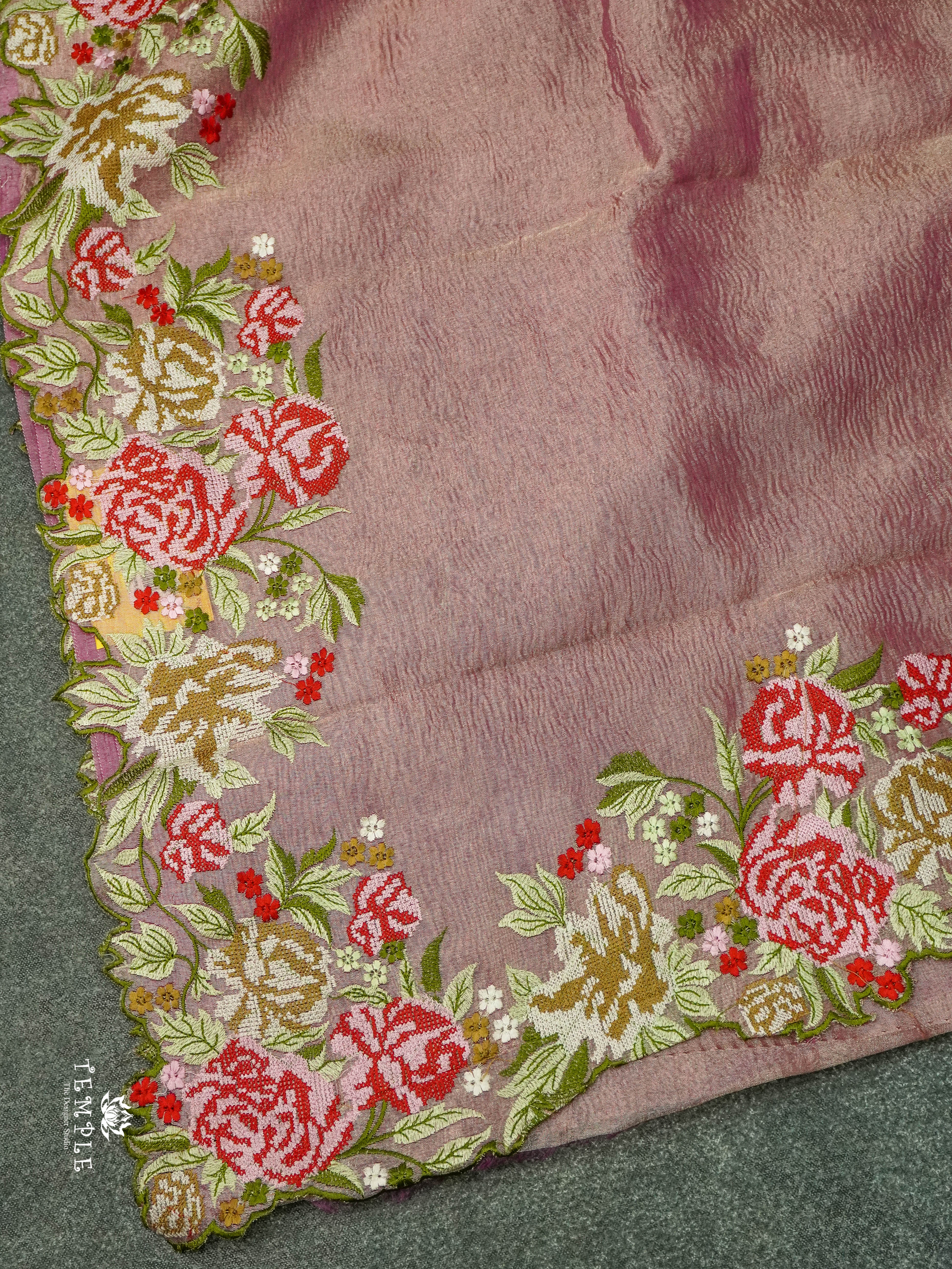 Crush Tissue Saree With Embroidery Work  | TTDS1085