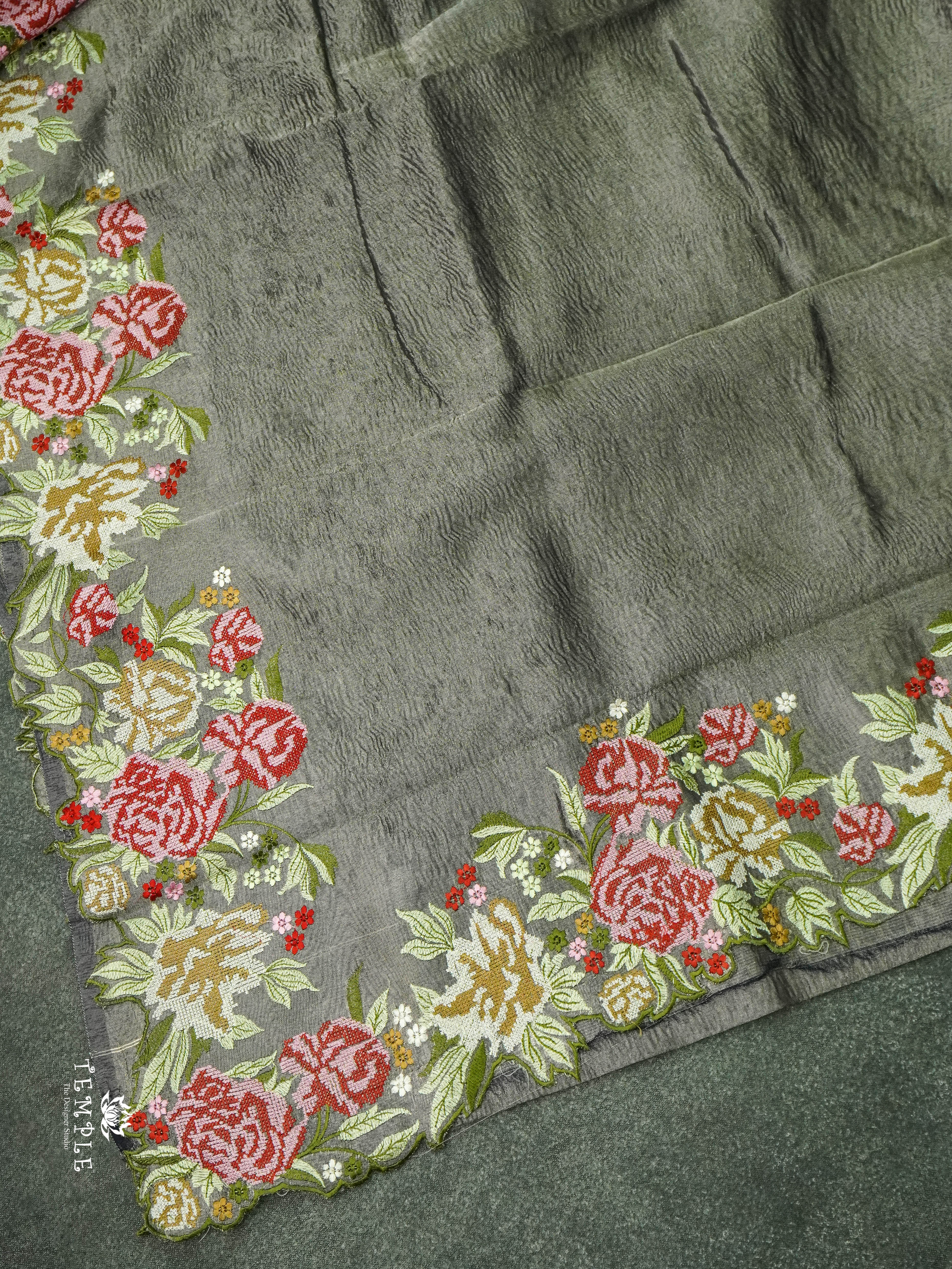 Crush Tissue Saree With Embroidery Work  | TTDS1085