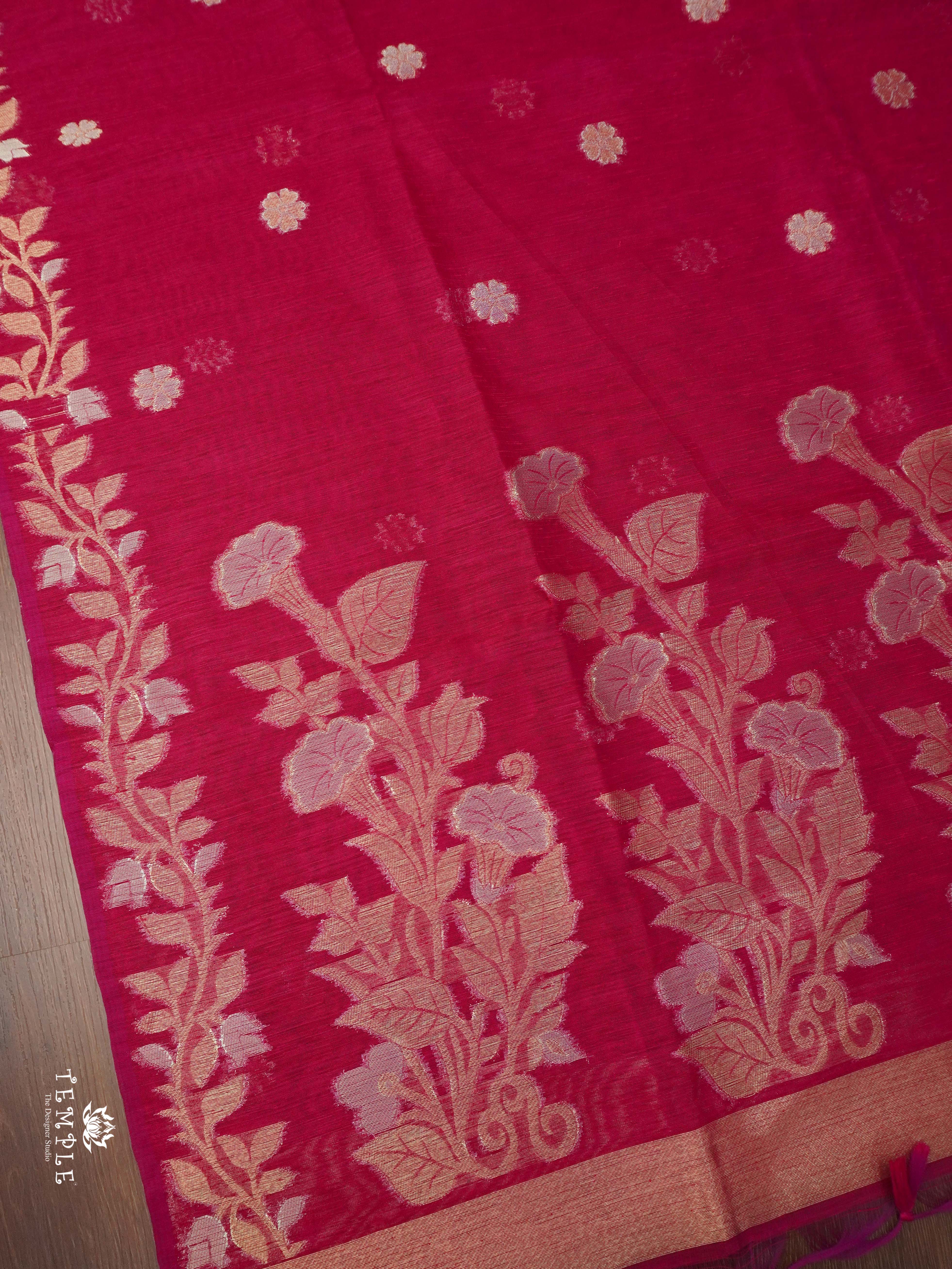 Linen Cotton Saree(Pink) | TTDS1877 | PRE BOOKING