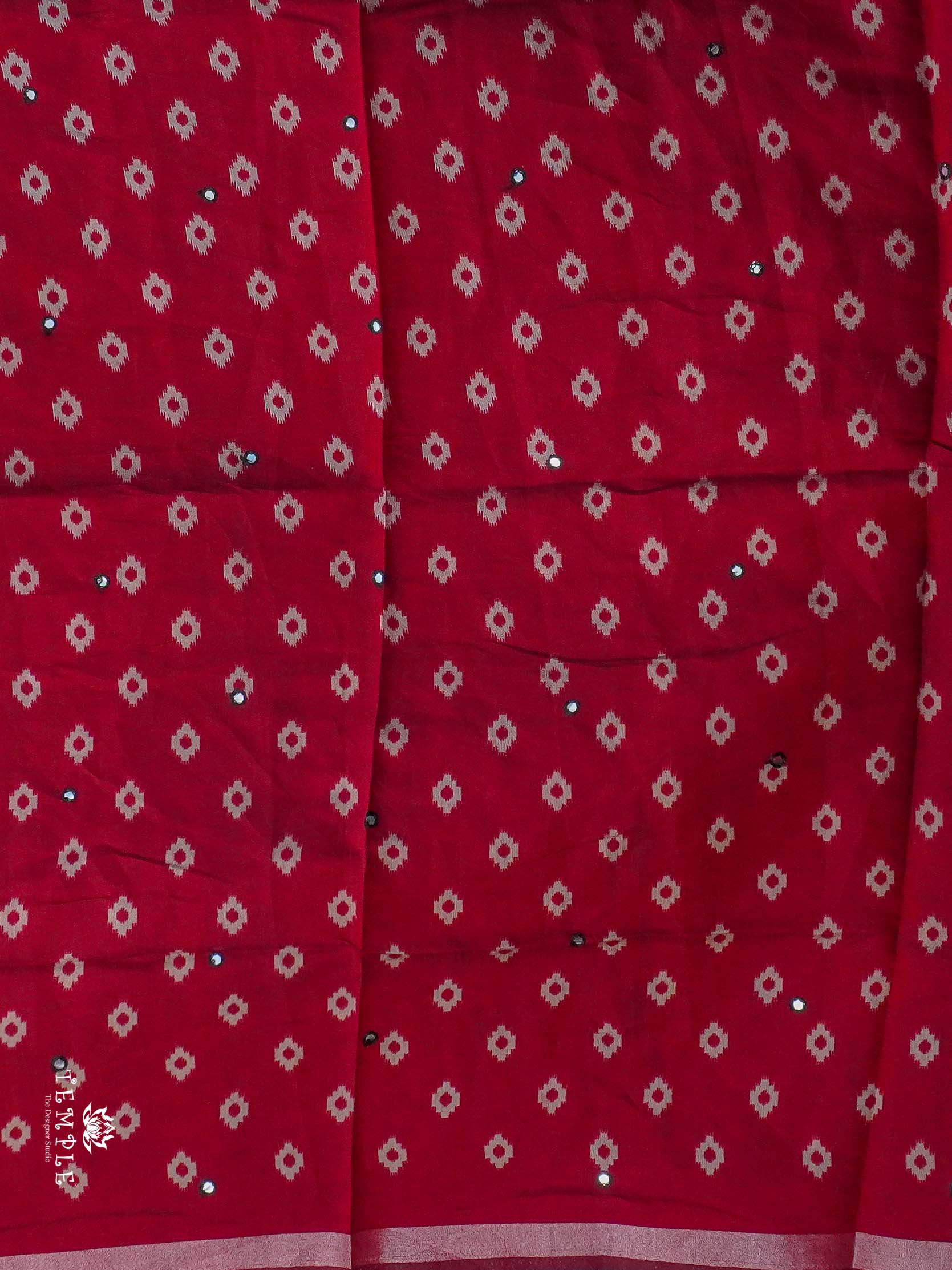 Fancy Cotton Saree with Mirror Work | TTDS2352